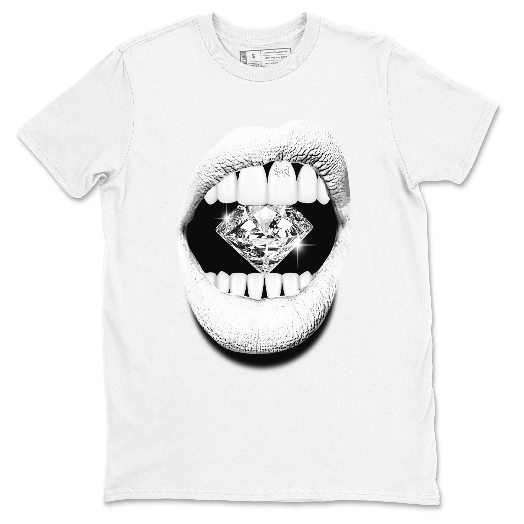 Lips Diamond snkmatch Tees - Air Jordan 5 White Black