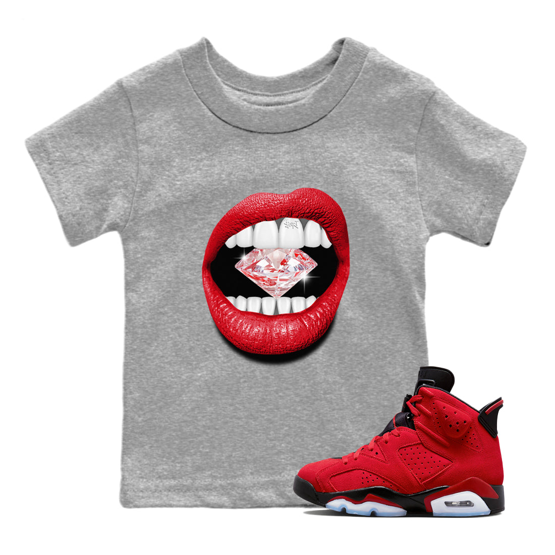 Lips Diamond Kids Tops - Air Jordan 6 Toro Bravo