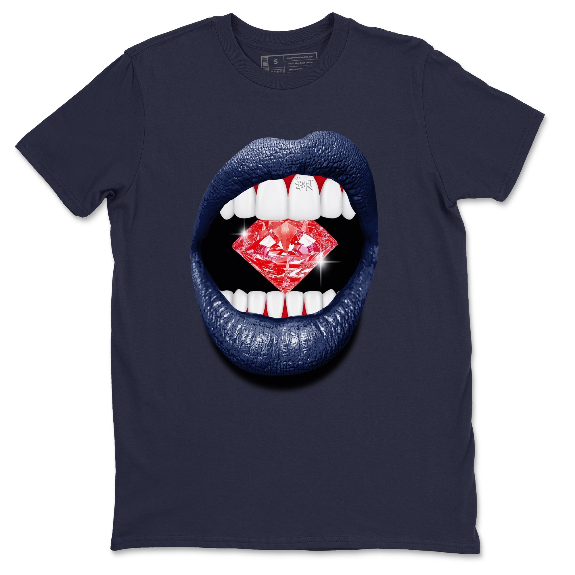 Lips Diamond snkmatch Tees - Air Jordan 6 White And Midnight Navy