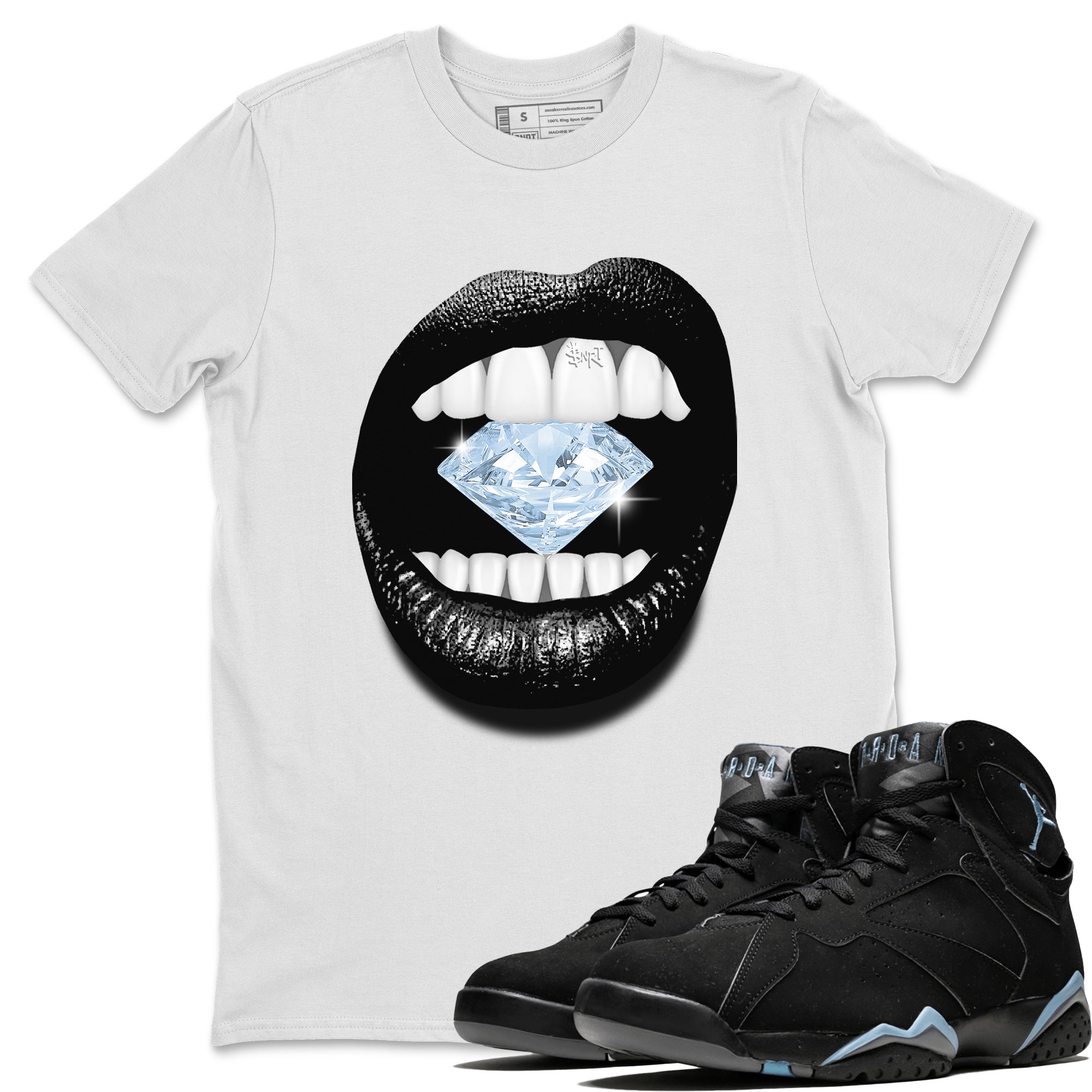 Lips Diamond Unisex Tops - Air Jordan 7 Chambray