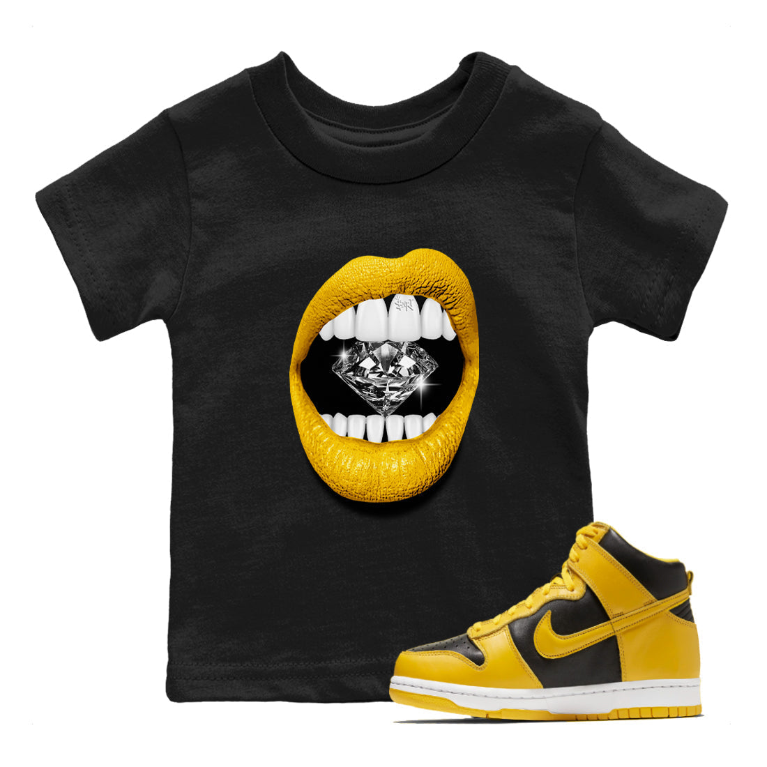 Lips Diamond snkmatch Tees Kids - Dunk High Pollen