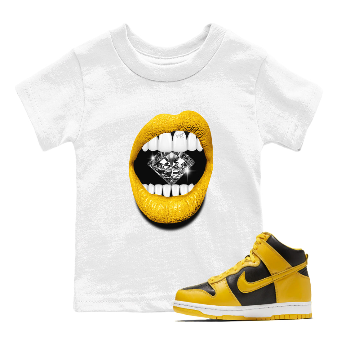 Lips Diamond snkmatch Tees Kids - Dunk High Pollen
