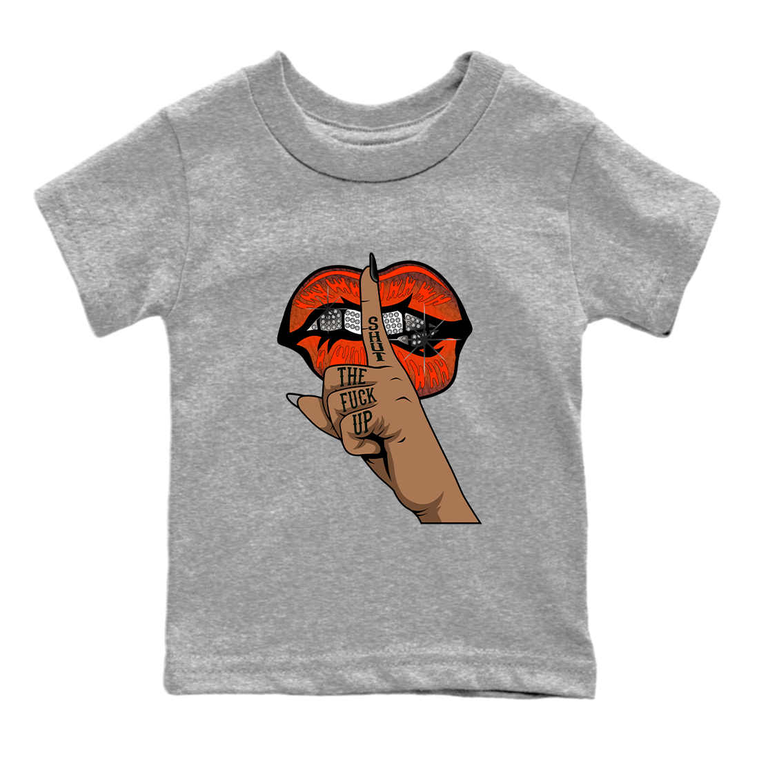 Lips Hand Kids Tops - Air Jordan 12 Brilliant Orange