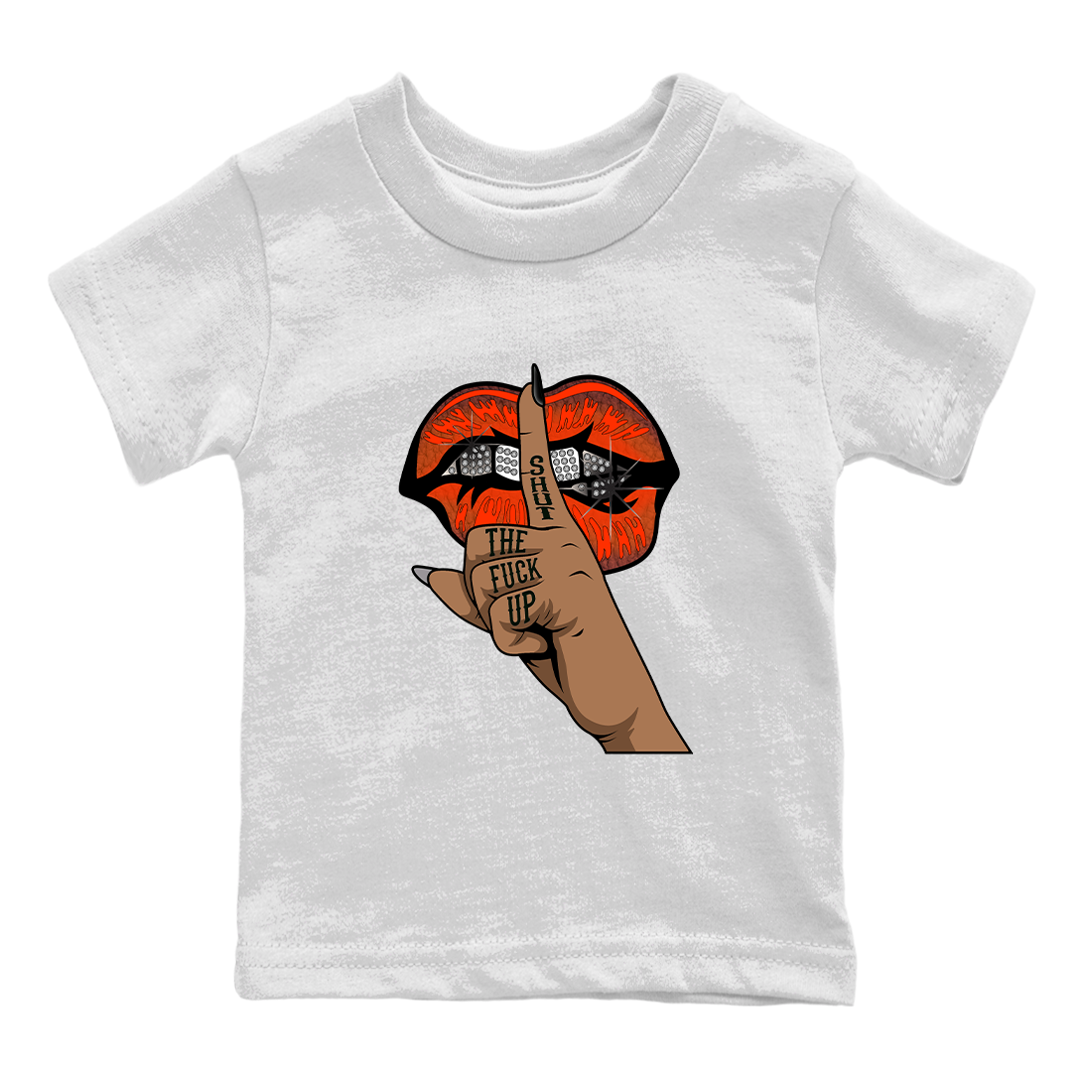 Lips Hand Kids Tops - Air Jordan 12 Brilliant Orange