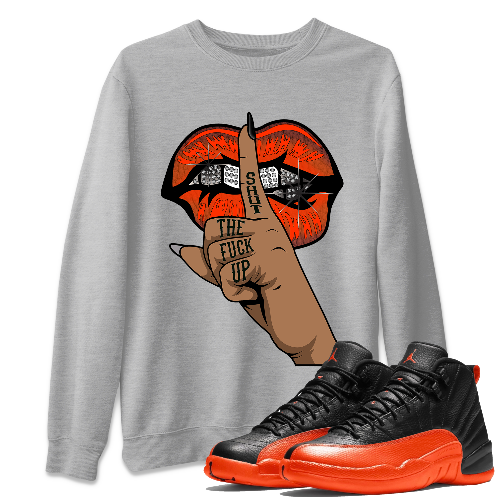 Lips Hand Unisex Tops - Air Jordan 12 Brilliant Orange