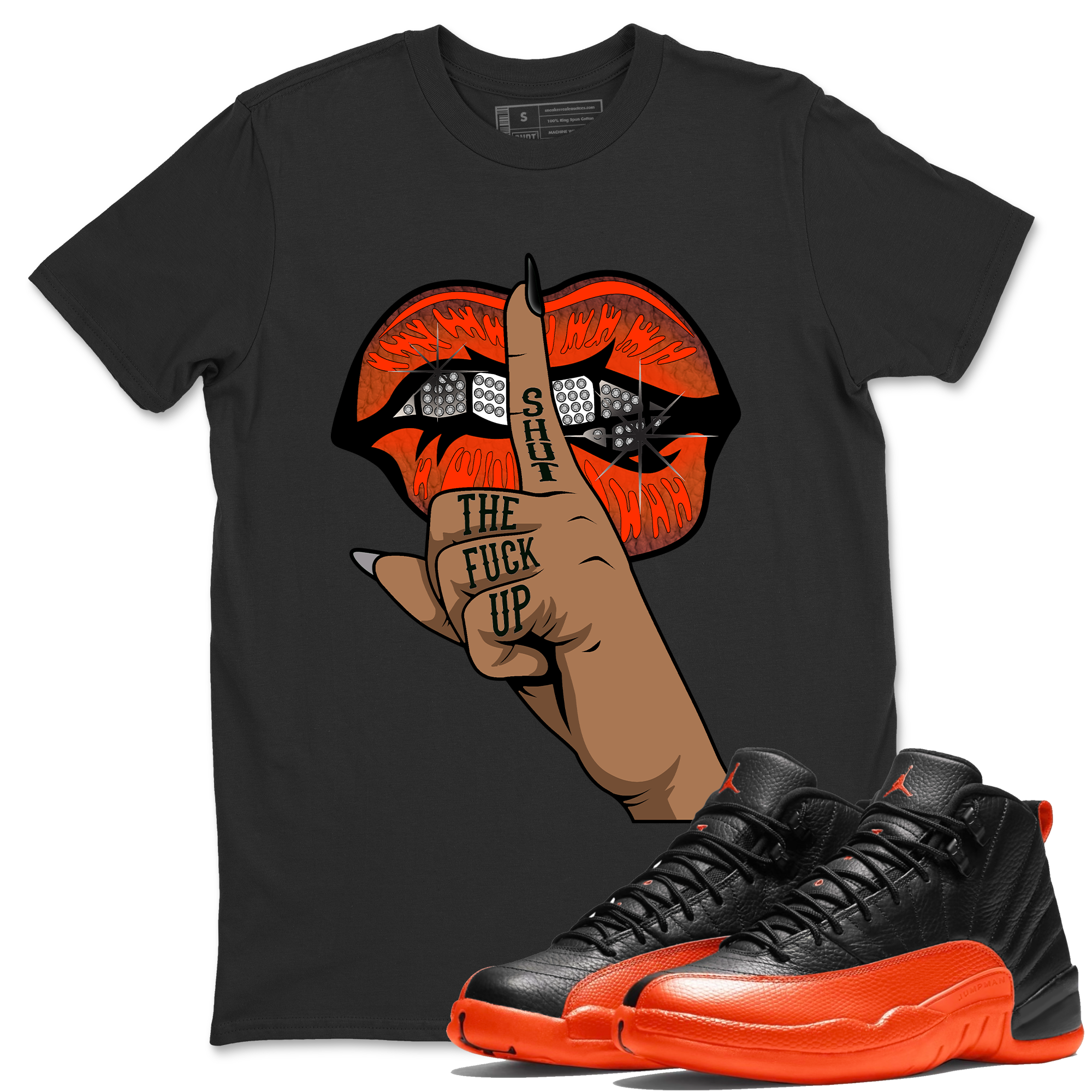 Lips Hand Unisex Tops - Air Jordan 12 Brilliant Orange