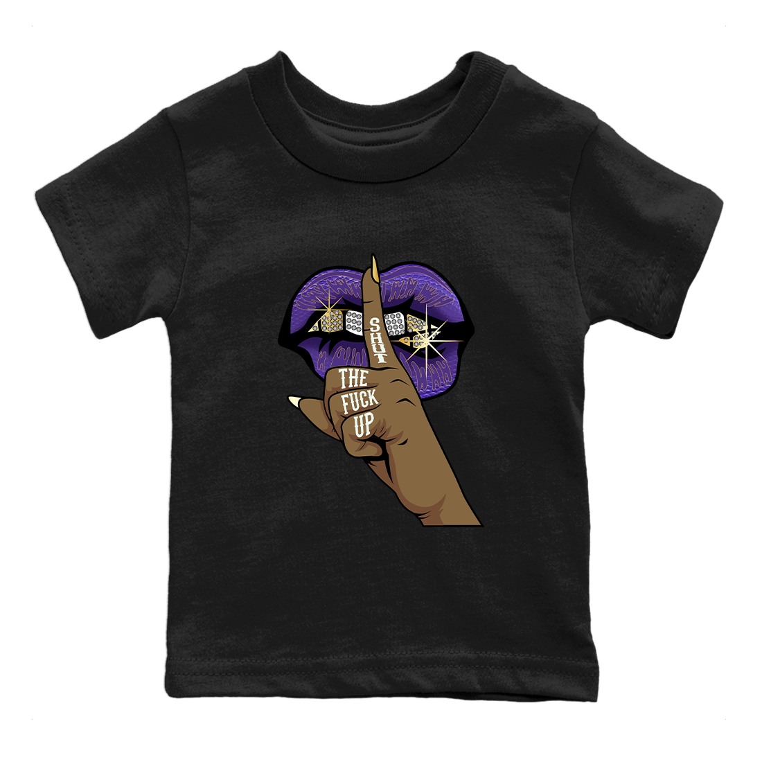 Lips Hand Kids Tops - Air Jordan 12 Field Purple