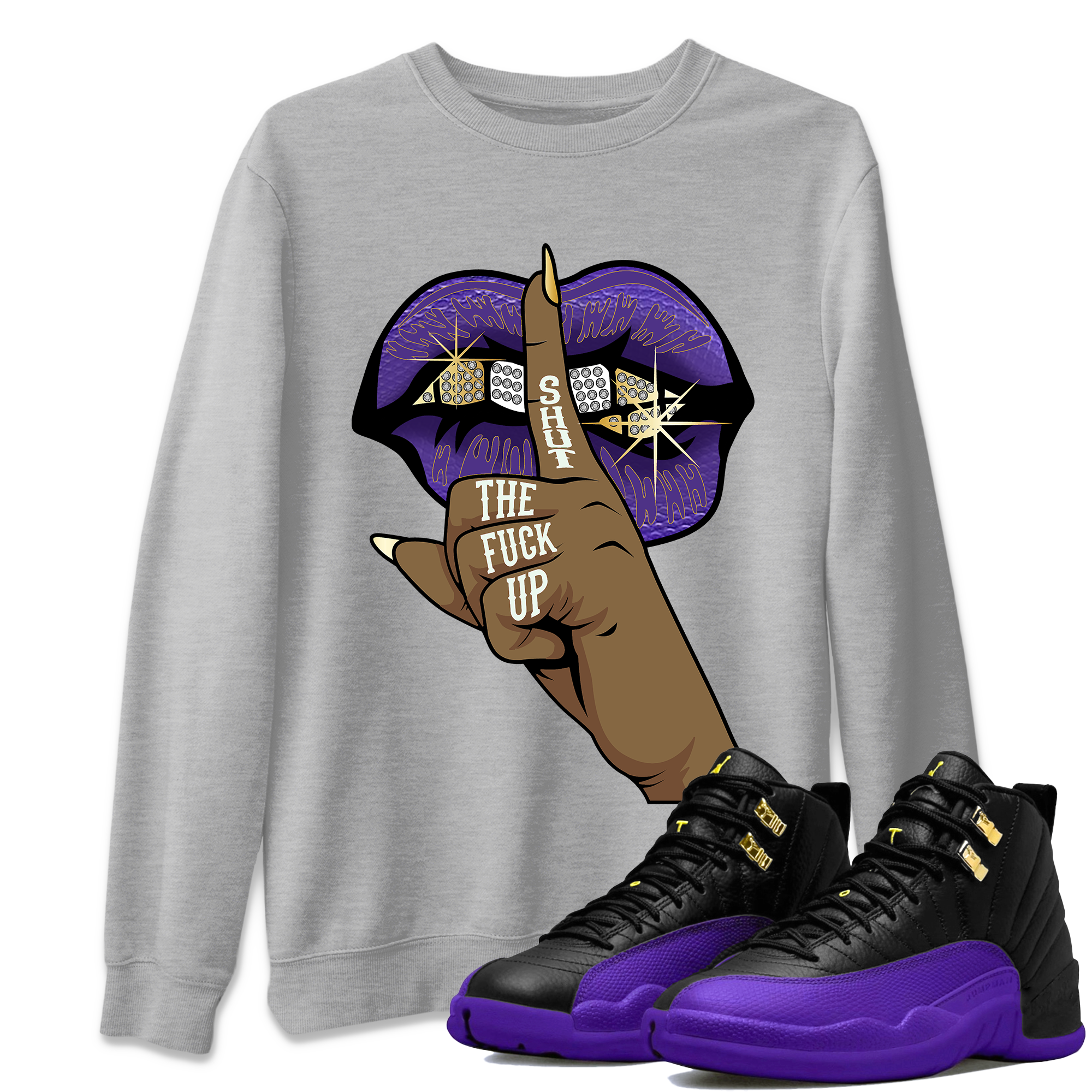 Lips Hand Unisex Tops - Air Jordan 12 Field Purple