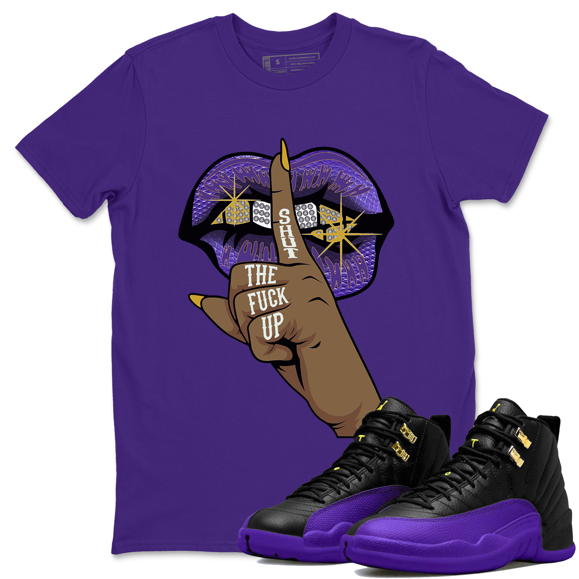 Lips Hand Unisex Tops - Air Jordan 12 Field Purple