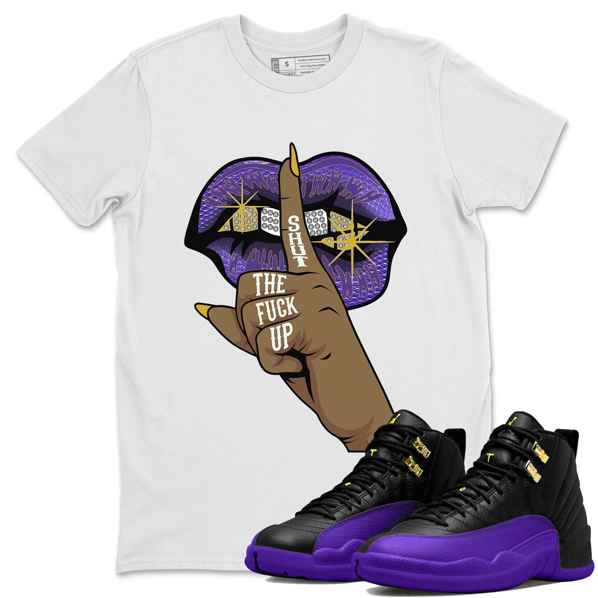 Lips Hand Unisex Tops - Air Jordan 12 Field Purple