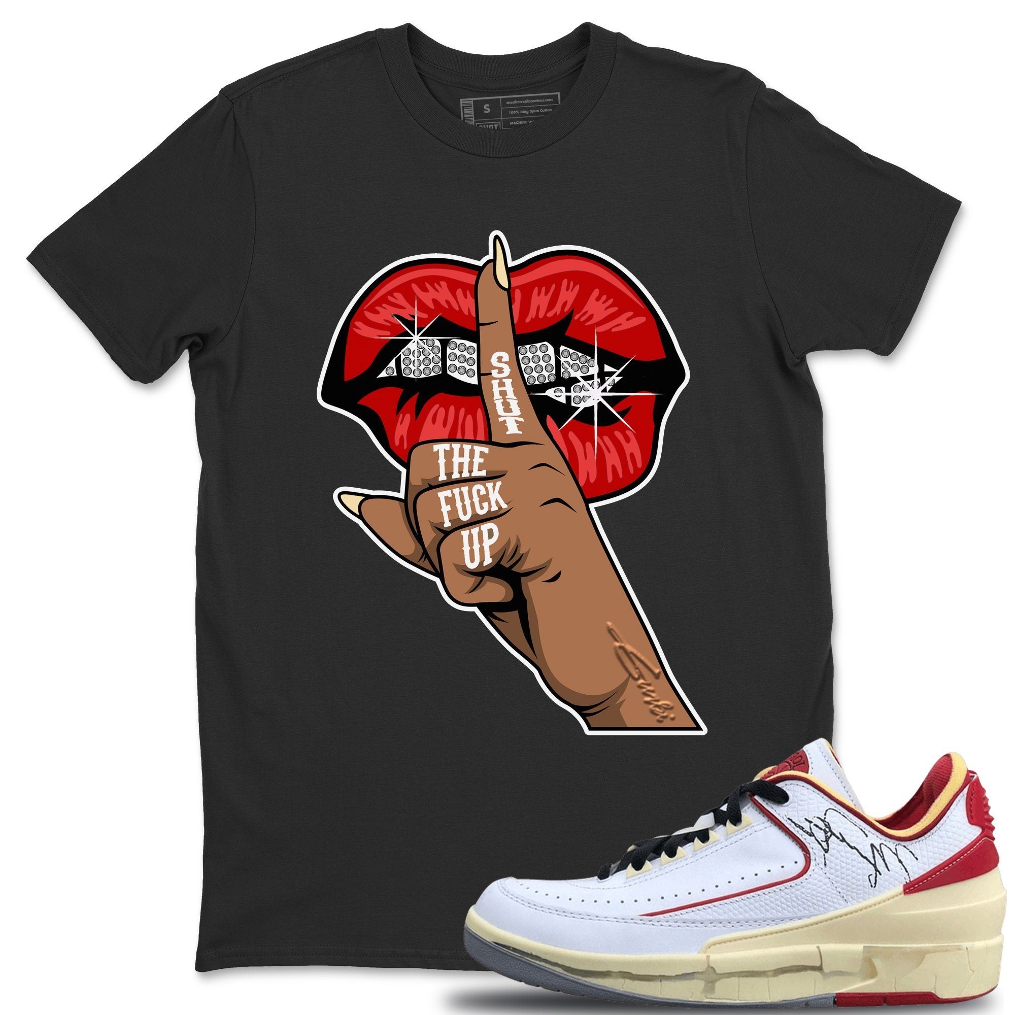 Lips Hand Unisex Tops - Air Jordan 2 OFF-WHITE Varsity Red