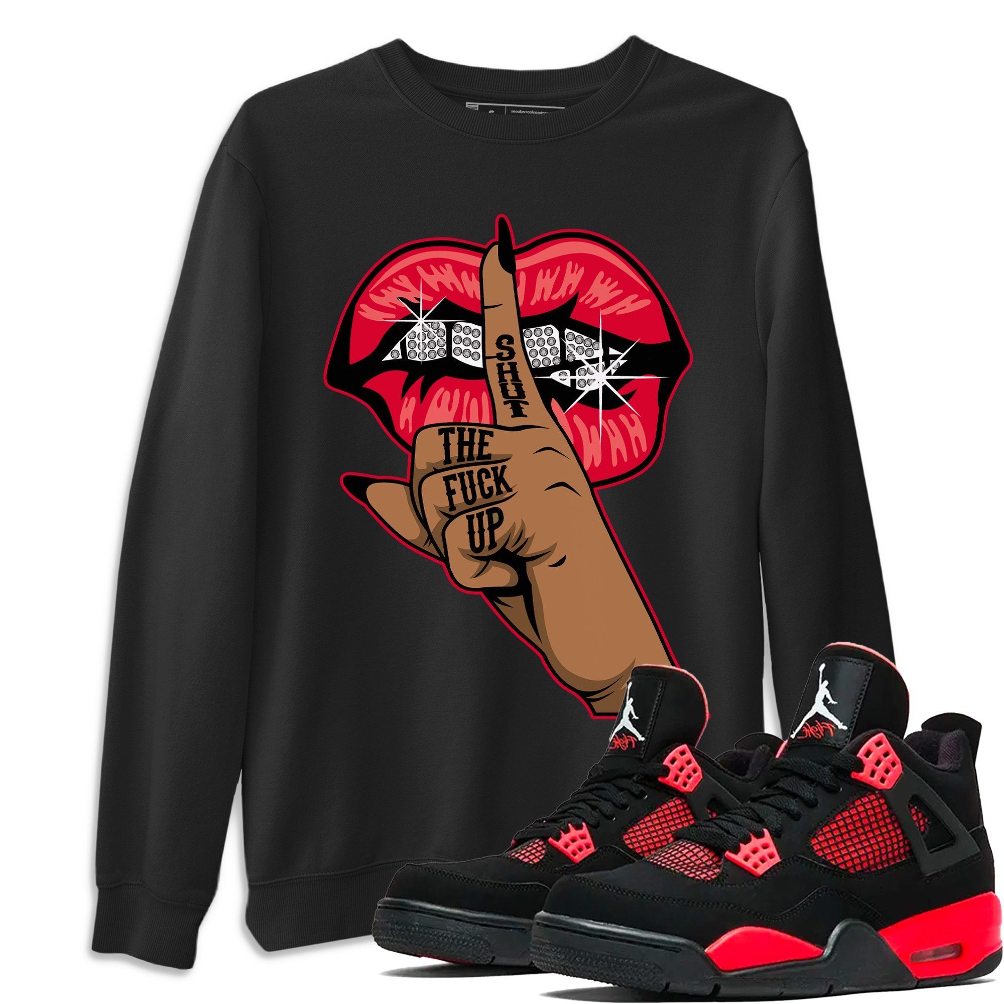 Lips Hand Unisex Tops - Air Jordan 4 Red Thunder