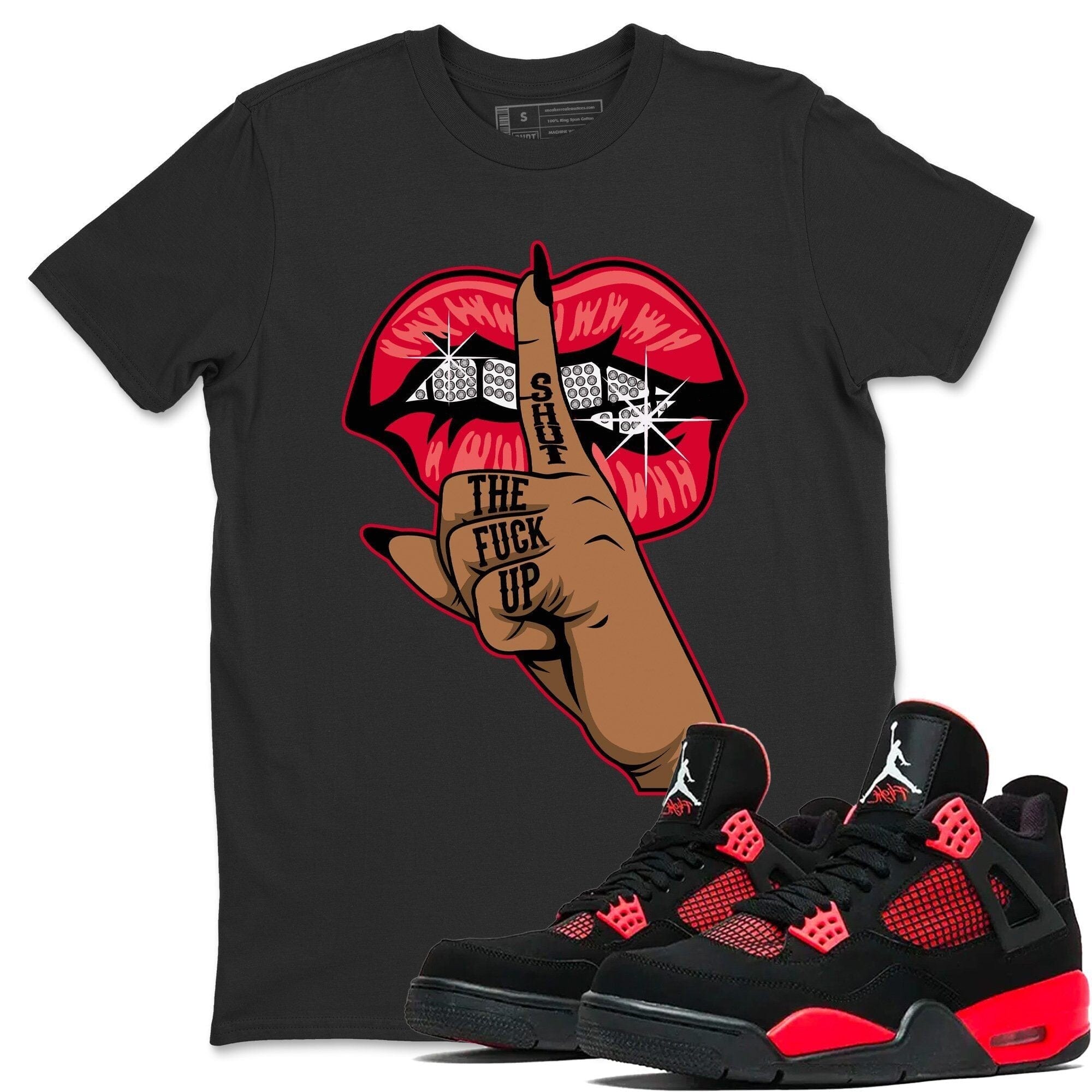 Lips Hand Unisex Tops - Air Jordan 4 Red Thunder