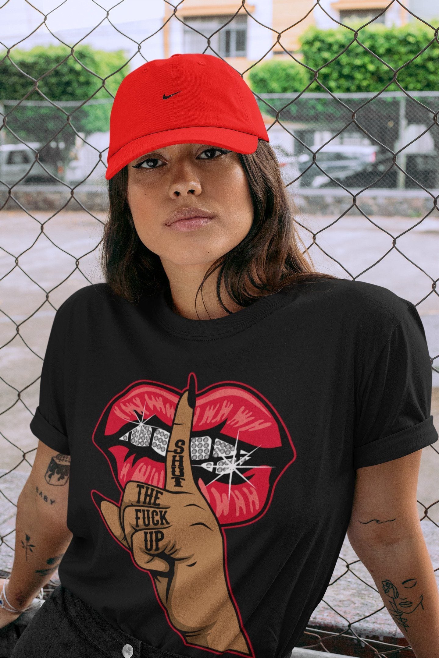 Lips Hand Unisex Tops - Air Jordan 4 Red Thunder