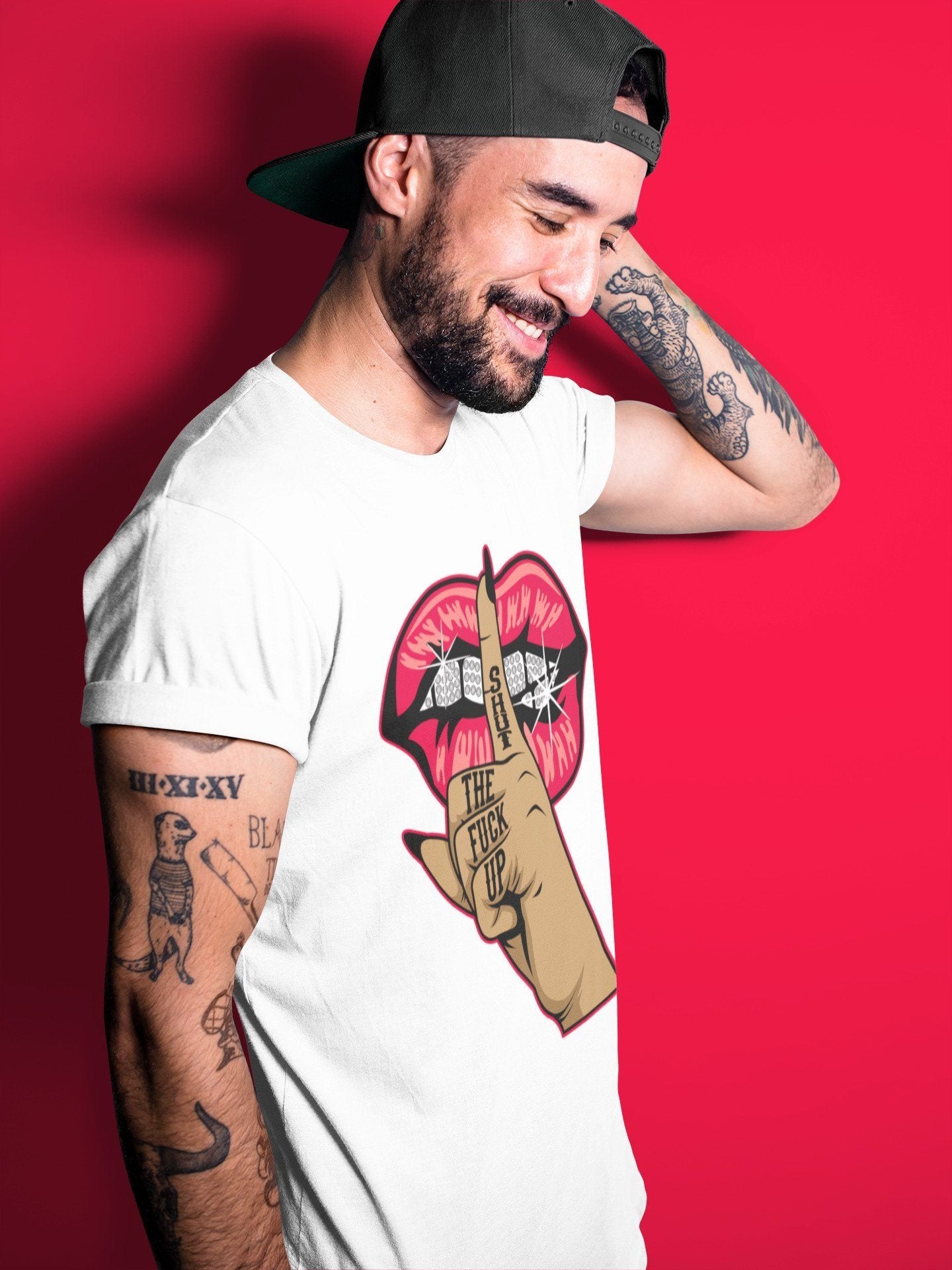Lips Hand Unisex Tops - Air Jordan 4 Red Thunder