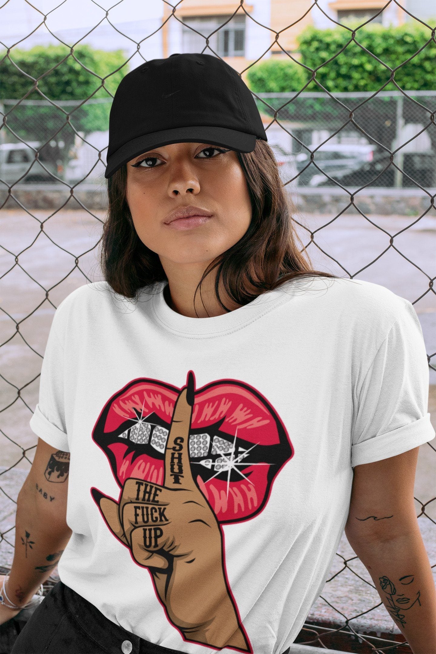 Lips Hand Unisex Tops - Air Jordan 4 Red Thunder