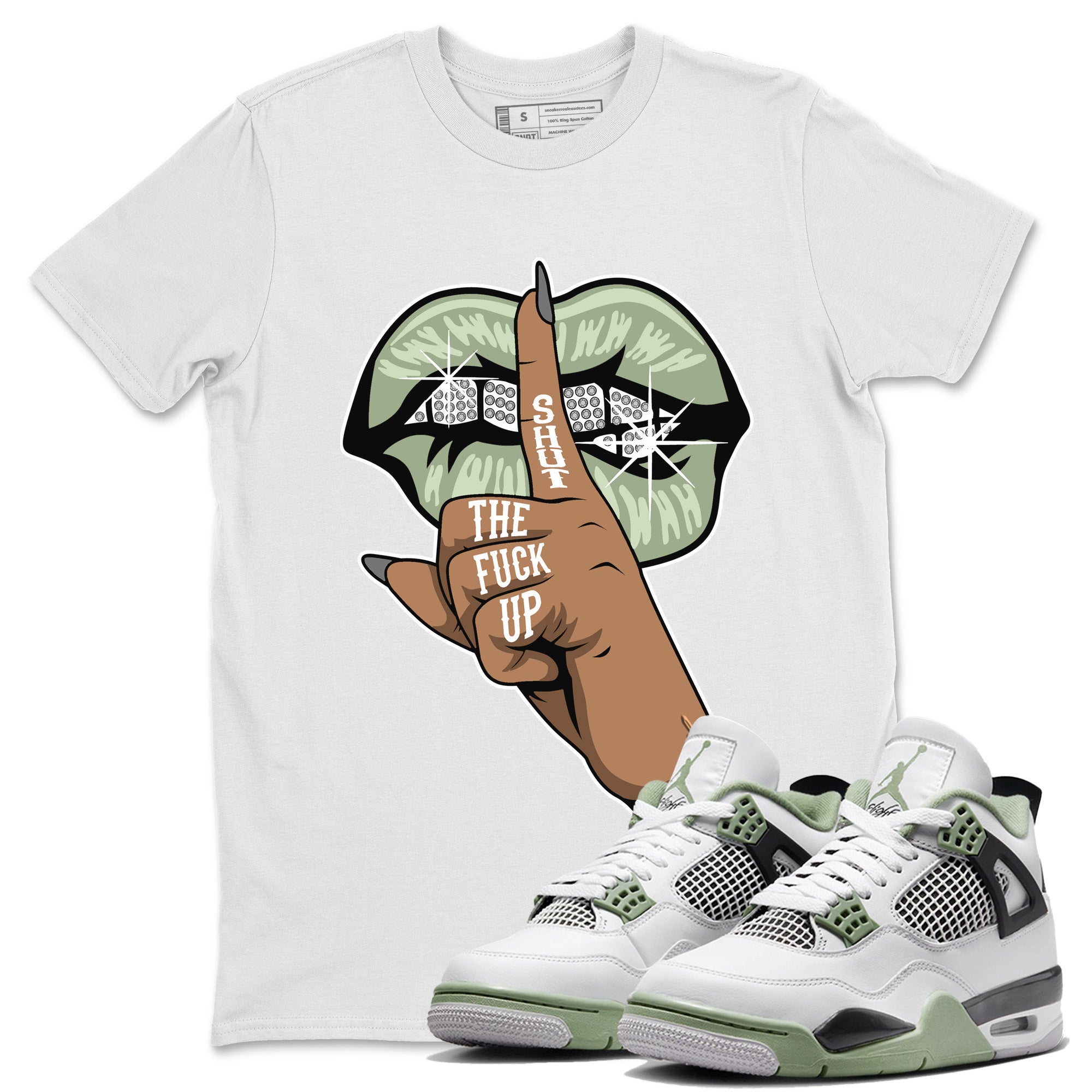 Lips Hand Unisex Tops - Air Jordan 4 Seafoam