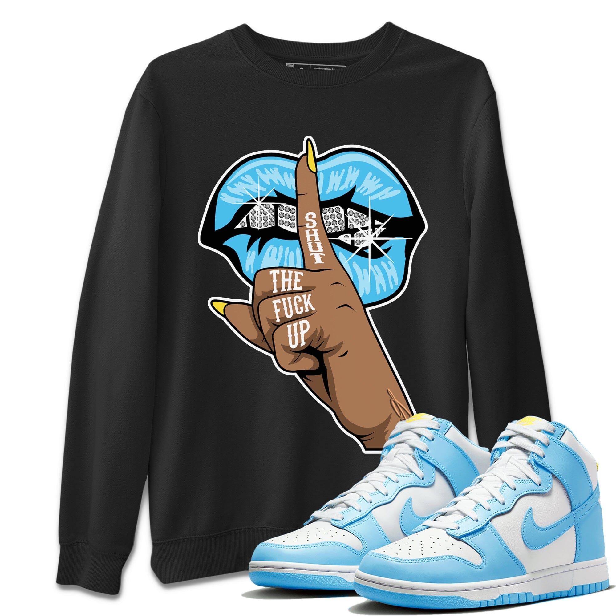 Lips Hand Unisex Tops - Dunk Blue Chill