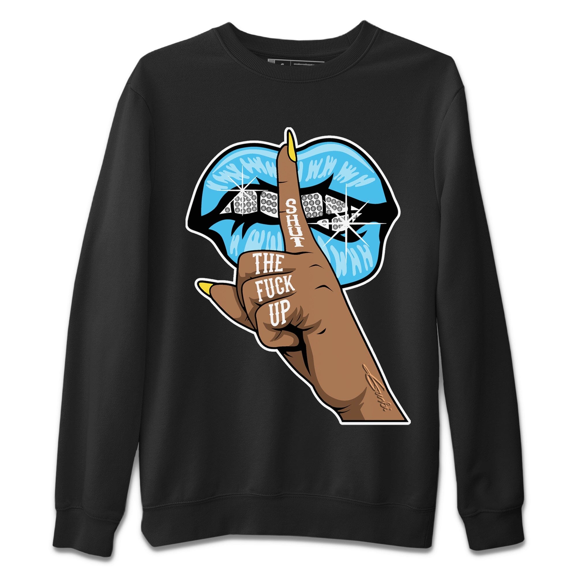 Lips Hand Unisex Tops - Dunk Blue Chill