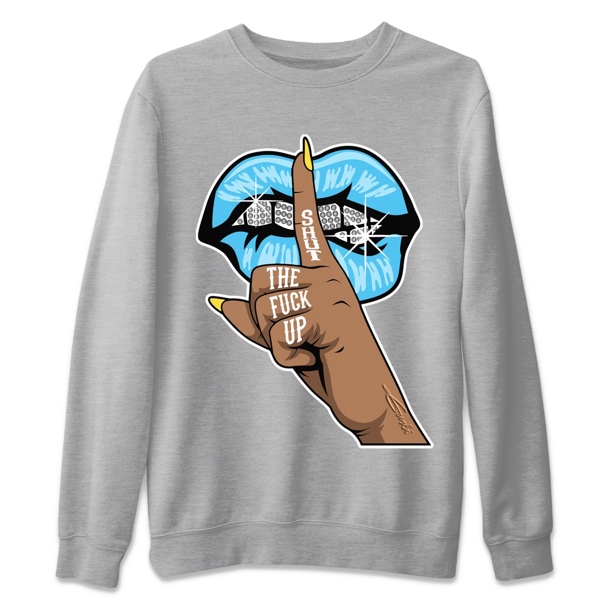 Lips Hand Unisex Tops - Dunk Blue Chill