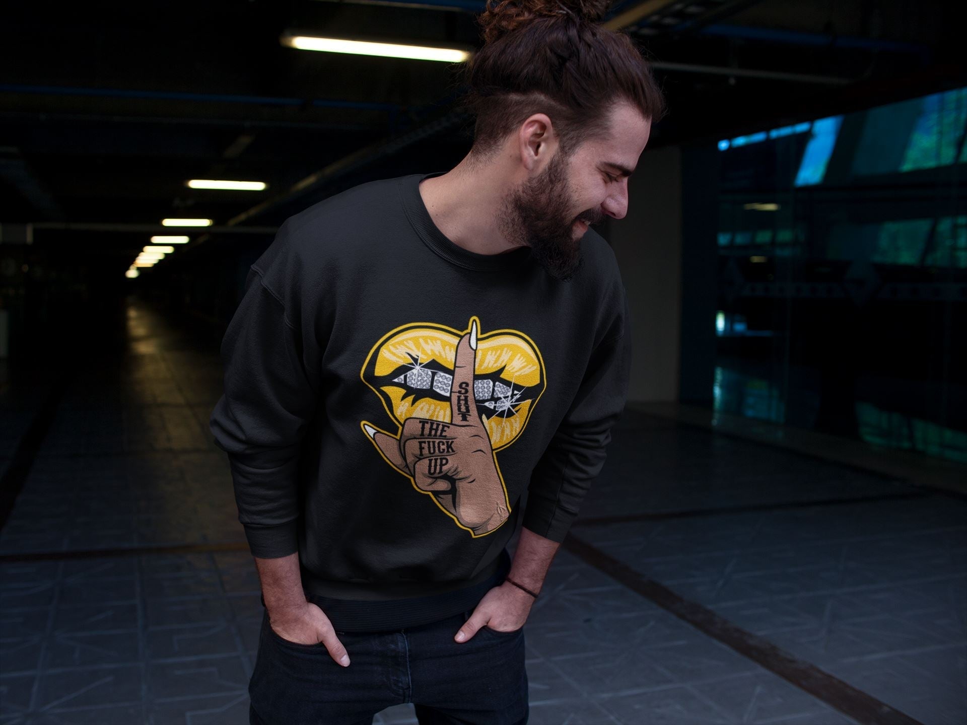 Lips Hand Unisex Tops - Dunk Championship Goldenrod