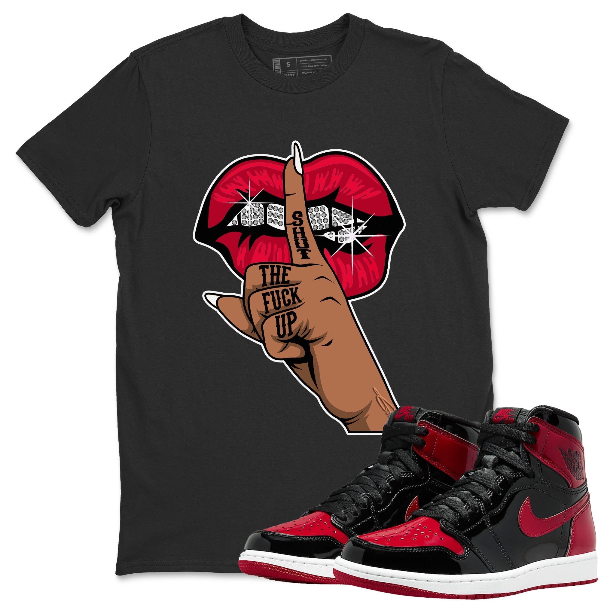 Lips Hand Unisex Tops - Air Jordan 1 Bred Patent