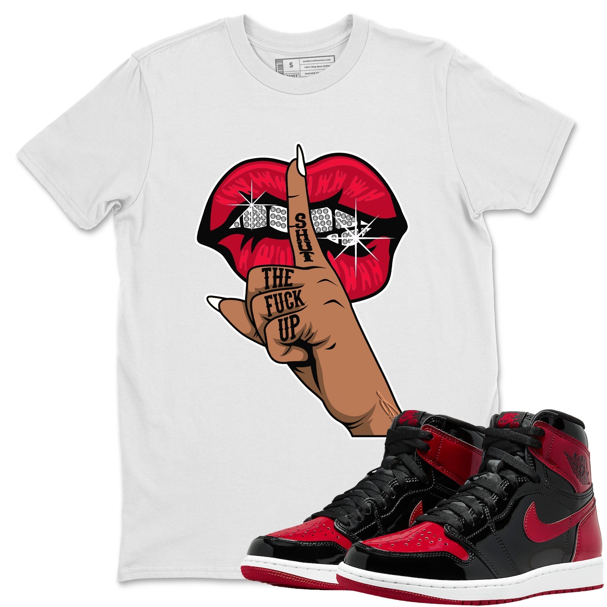 Lips Hand Unisex Tops - Air Jordan 1 Bred Patent