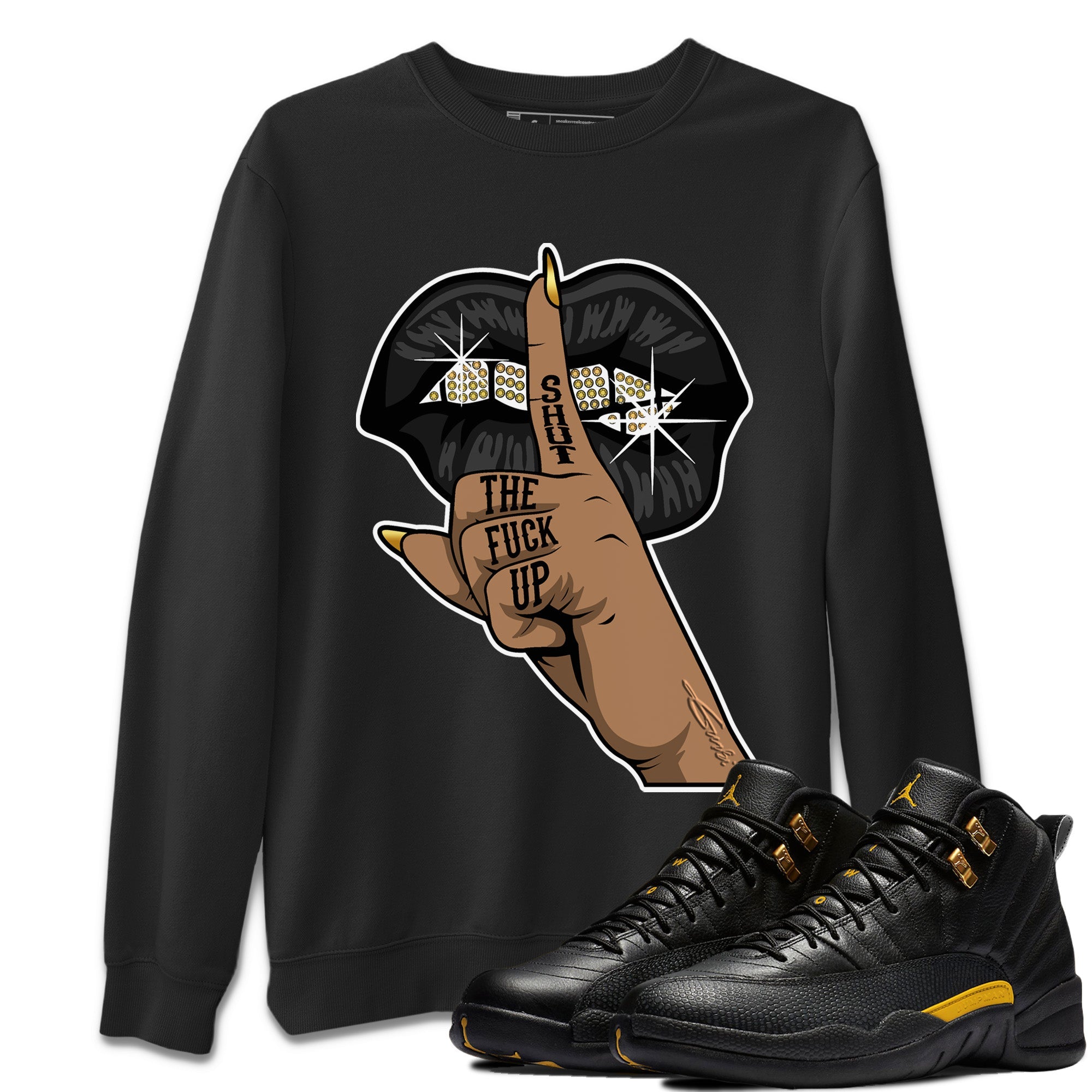 Lips Hand Unisex Tops - Air Jordan 12 Black Taxi
