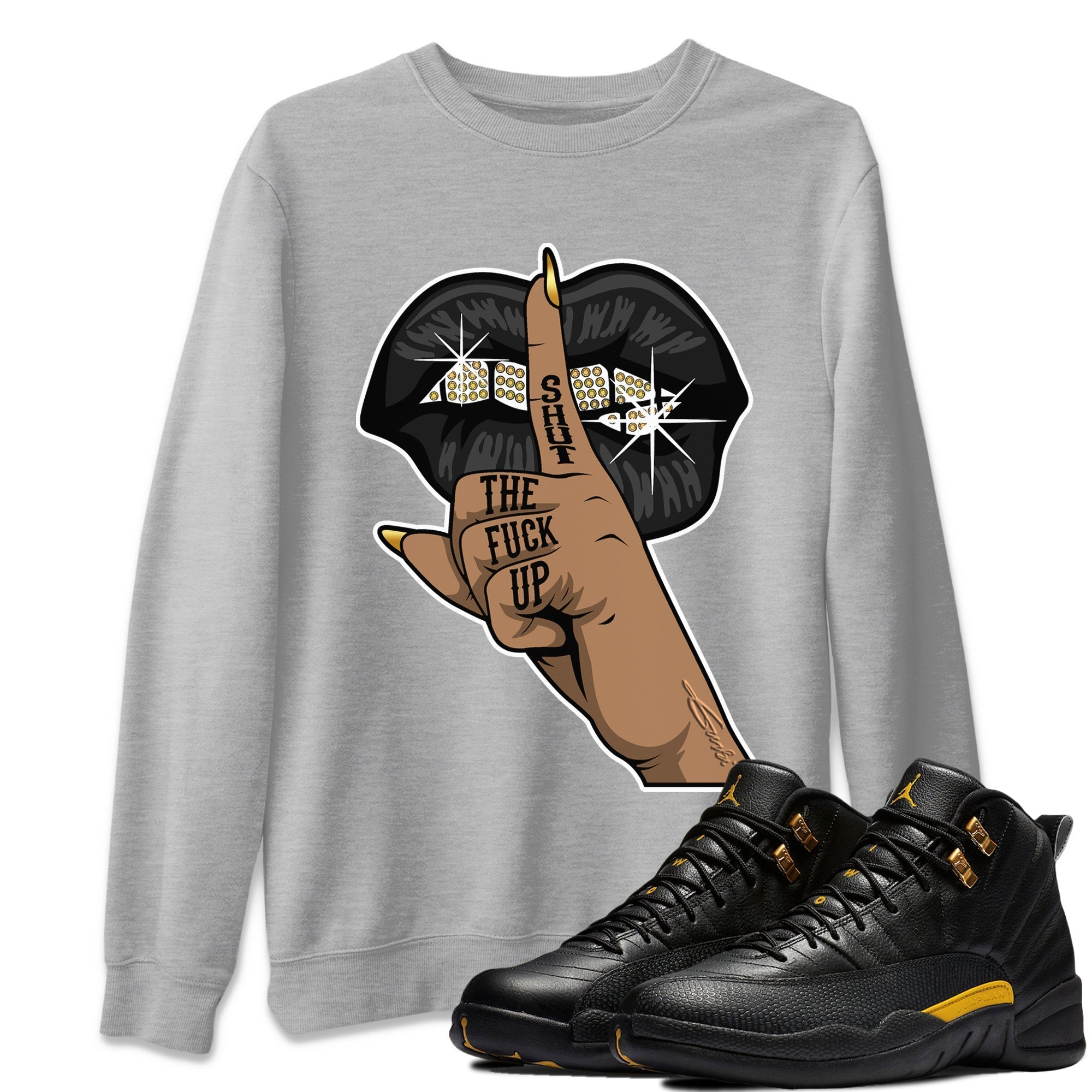 Lips Hand Unisex Tops - Air Jordan 12 Black Taxi
