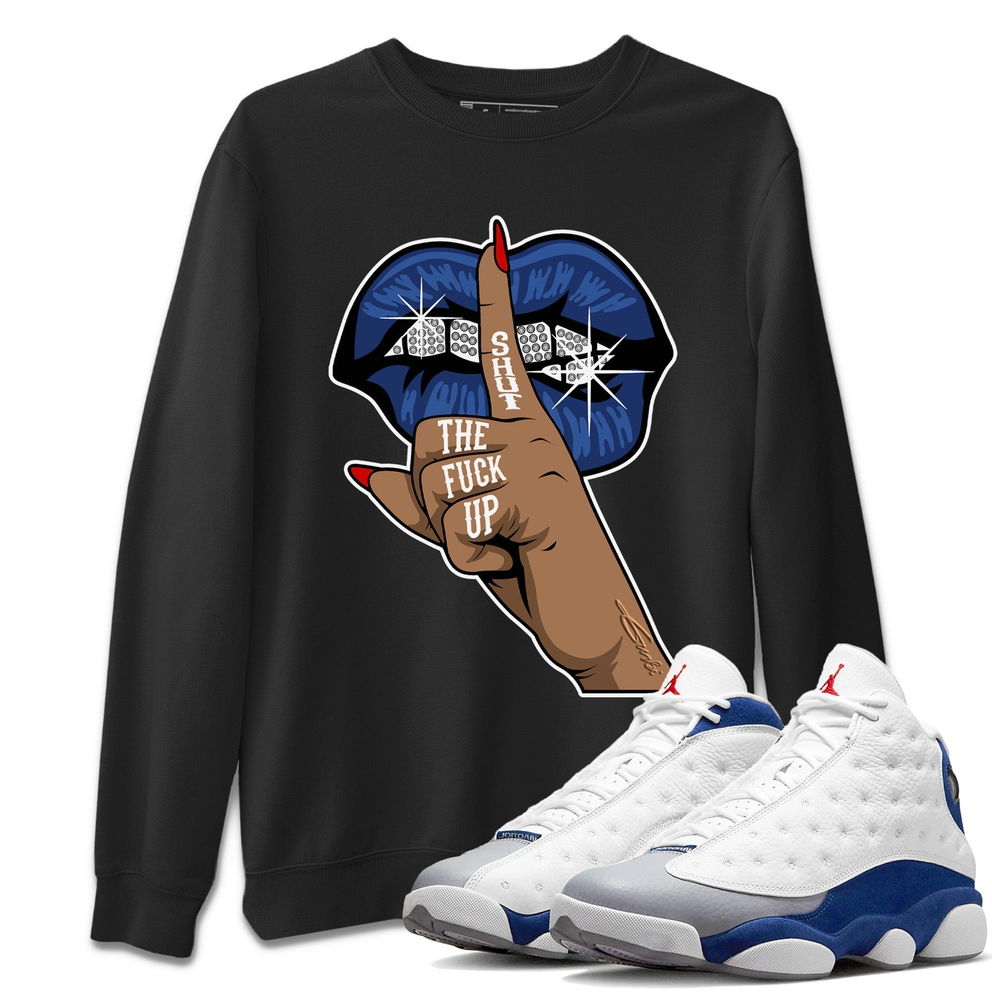 Lips Hand Unisex Tops - Air Jordan 13 French Blue