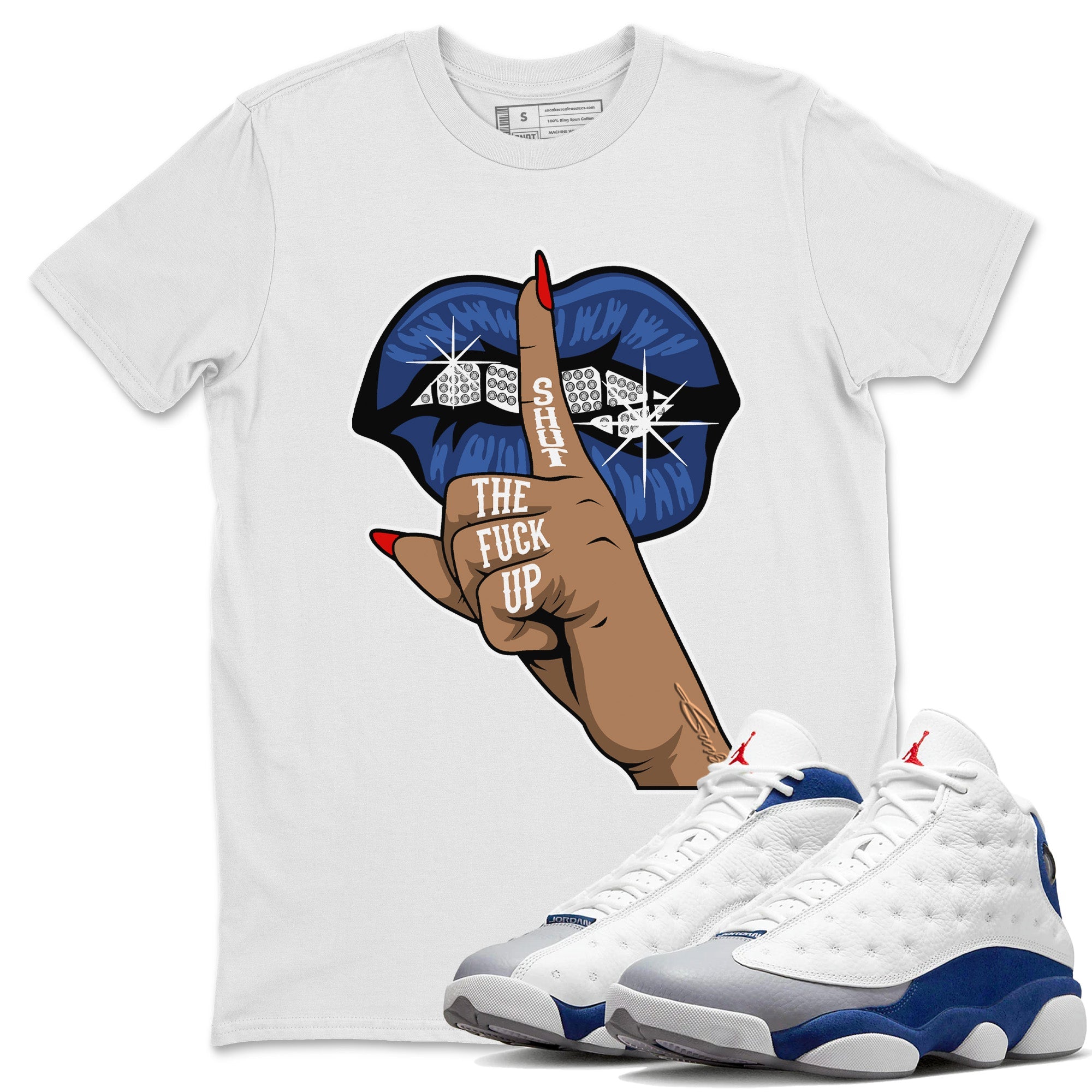 Lips Hand Unisex Tops - Air Jordan 13 French Blue