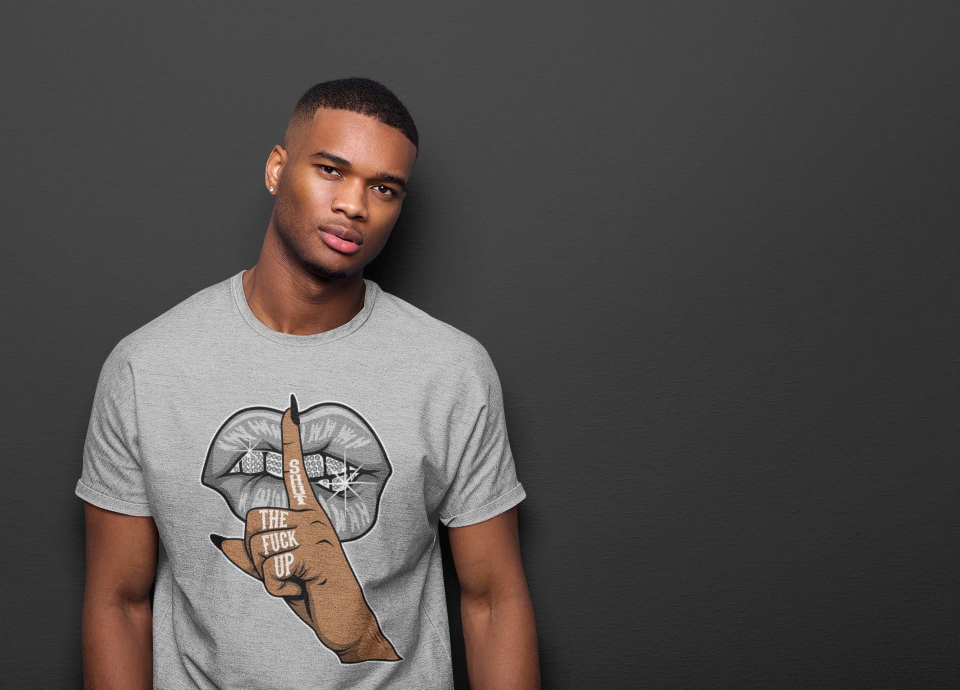 Lips Hand Unisex Tops - Air Jordan 4 Military Black