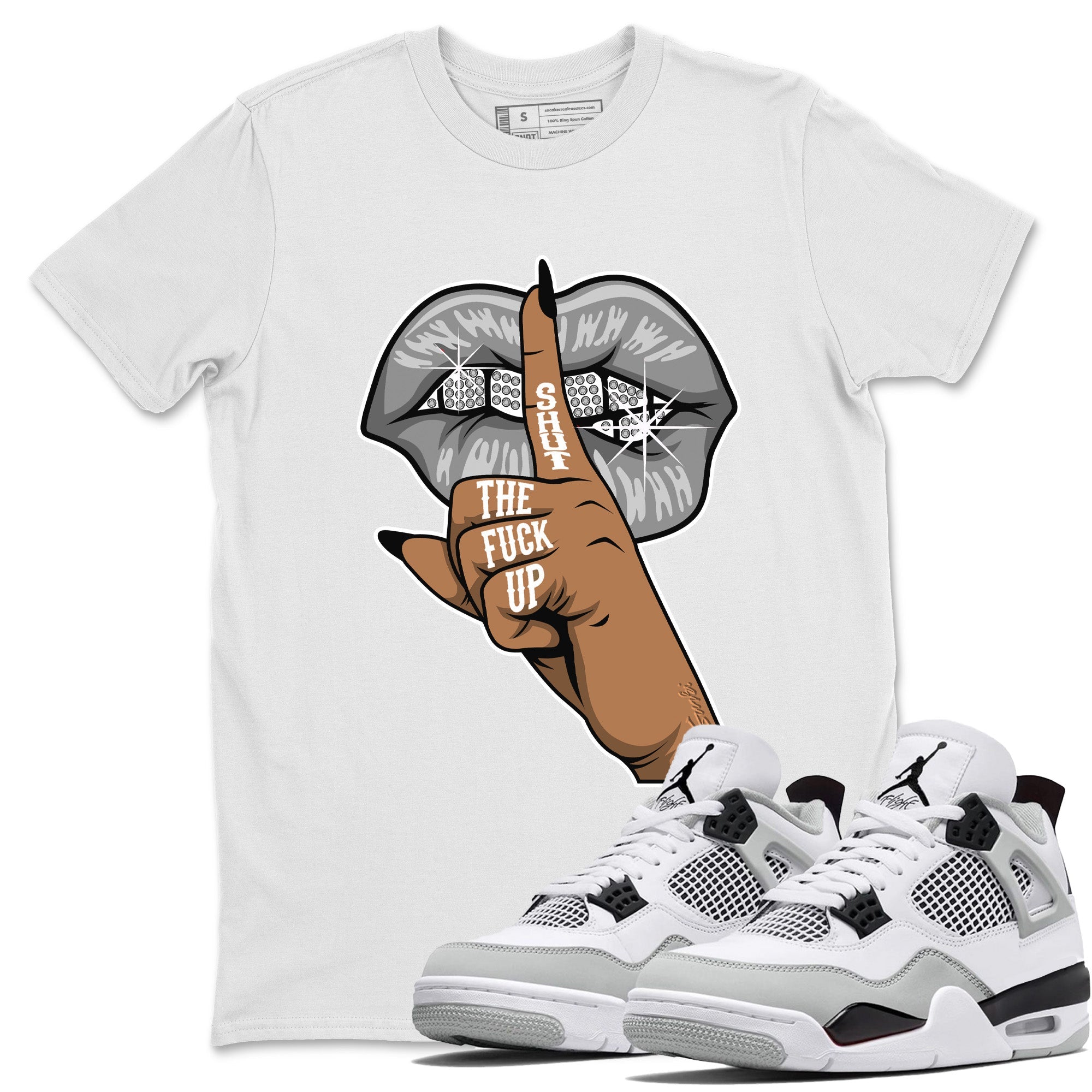 Lips Hand Unisex Tops - Air Jordan 4 Military Black