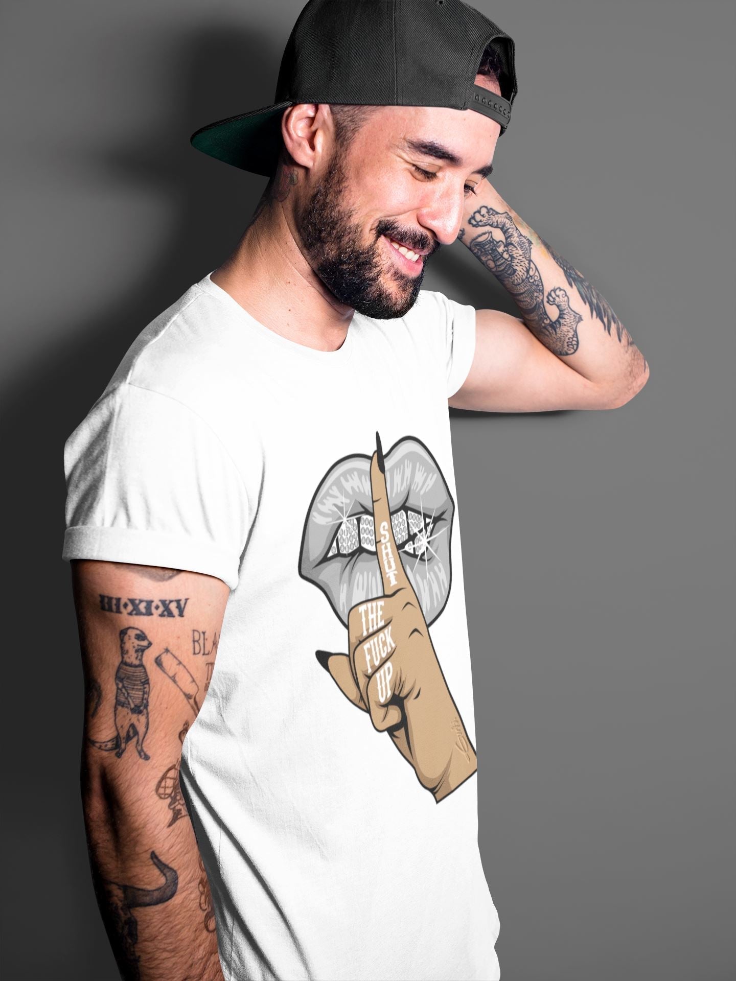 Lips Hand Unisex Tops - Air Jordan 4 Military Black