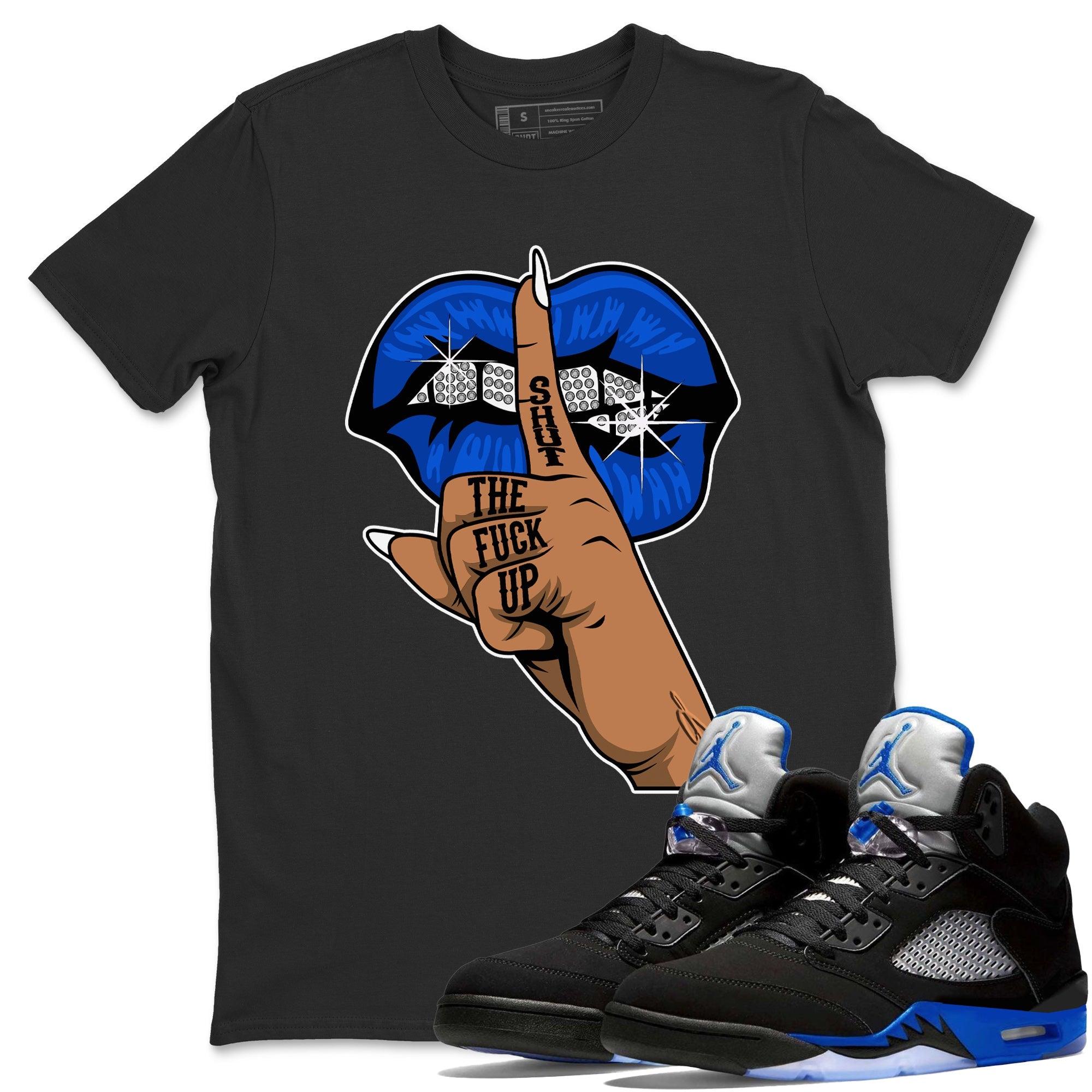 Lips Hand Unisex Tops - Air Jordan 5 Racer Blue