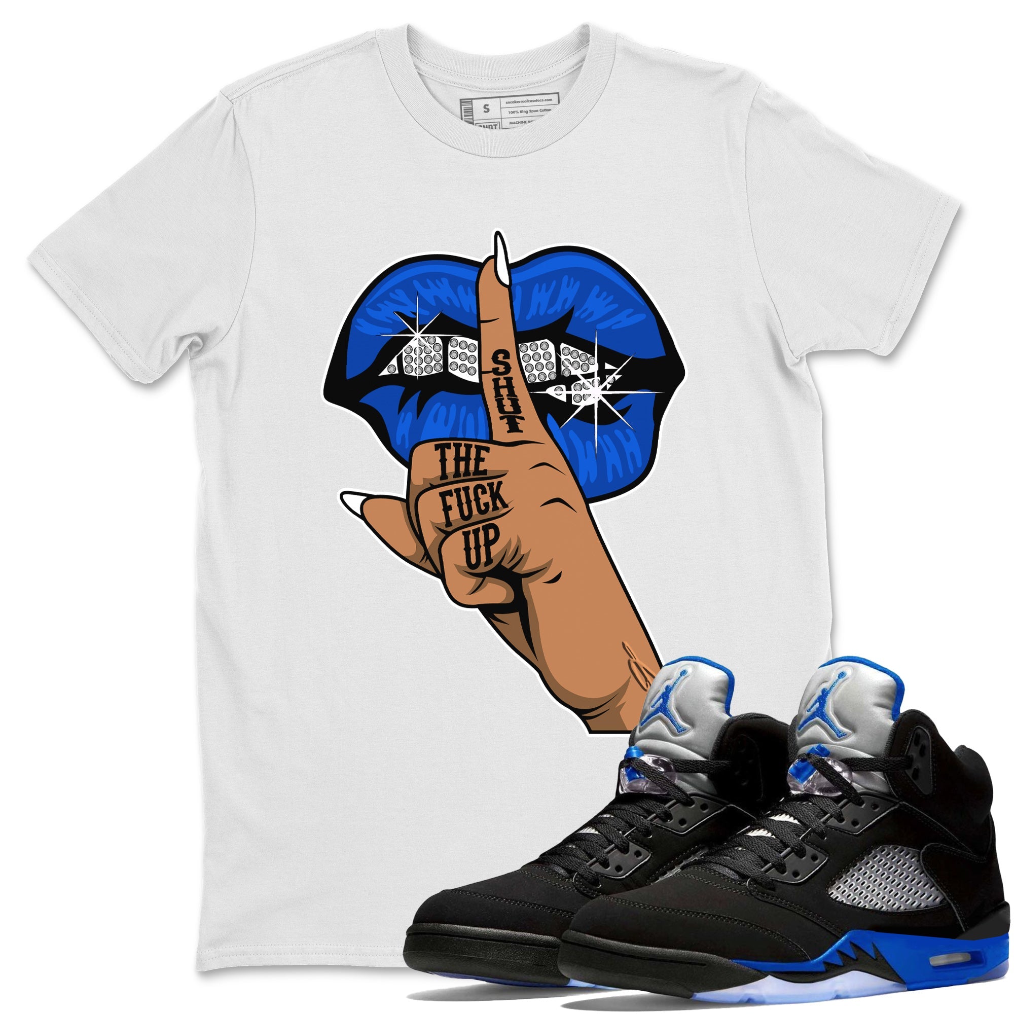 Lips Hand Unisex Tops - Air Jordan 5 Racer Blue