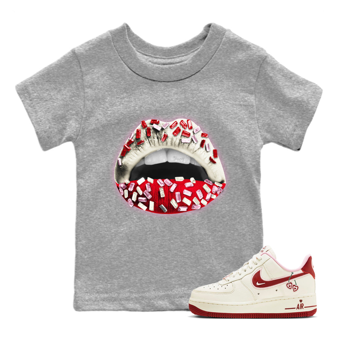 Lips Jewel Kids Tops - Air Force 1 Valentines Day