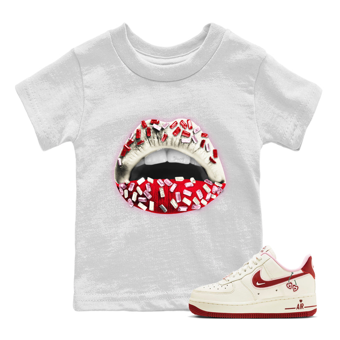 Lips Jewel Kids Tops - Air Force 1 Valentines Day