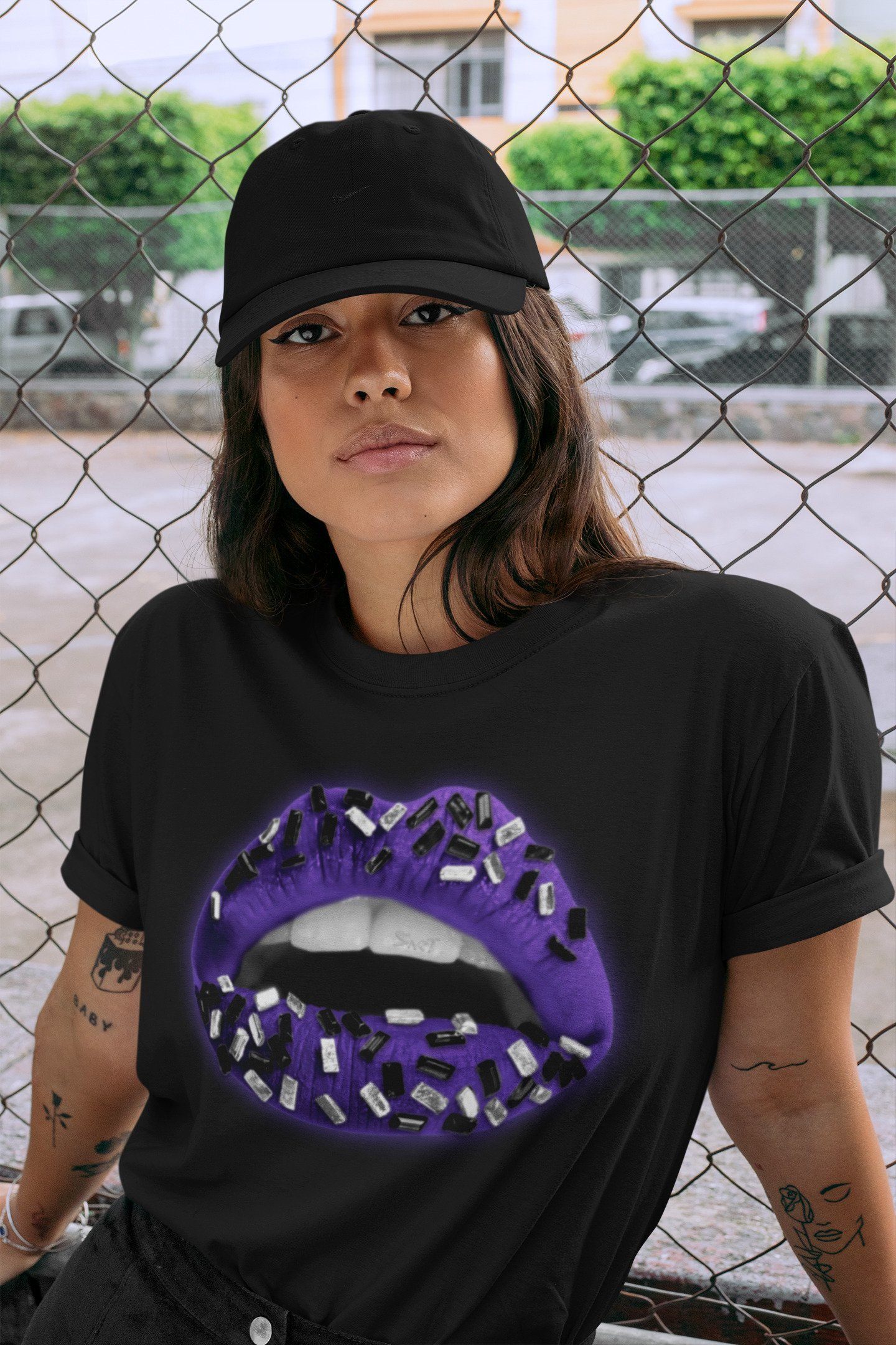 Lips Jewel Unisex Tops - Air Jordan 1 Court Purple