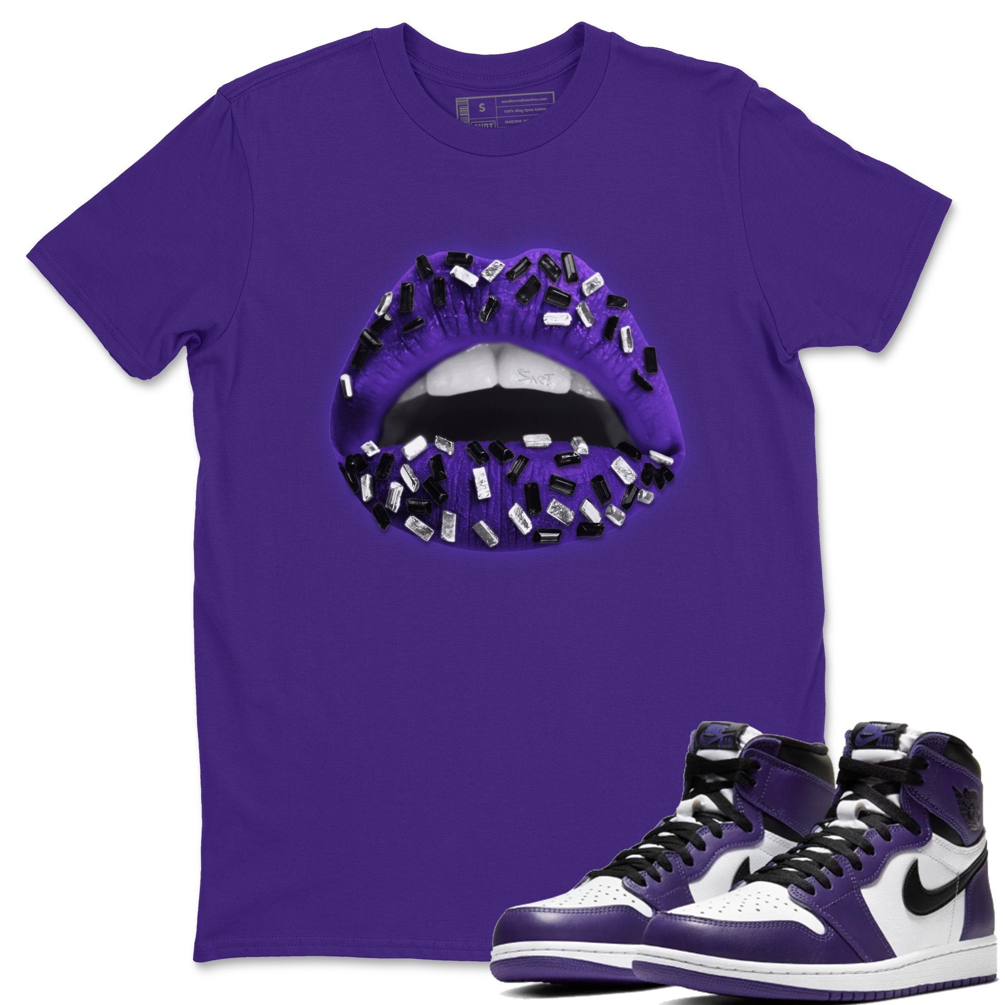 Lips Jewel Unisex Tops - Air Jordan 1 Court Purple