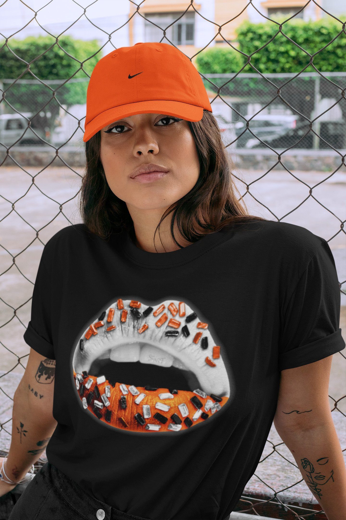 Lips Jewel Unisex Tops - Air Jordan 1 Electro Orange