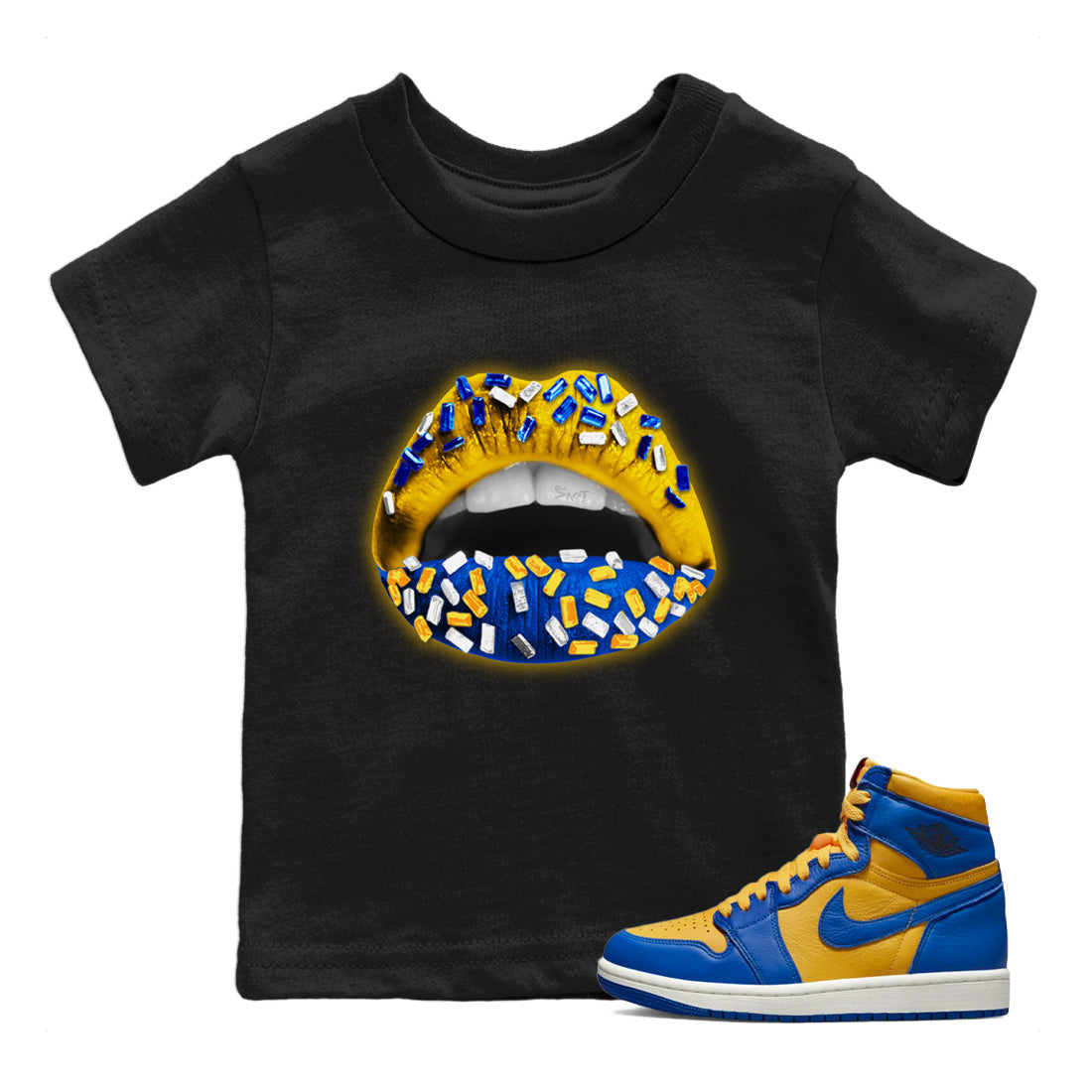 Lips Jewel Kids Tops - Air Jordan 1 Game Royal Varsity Maize
