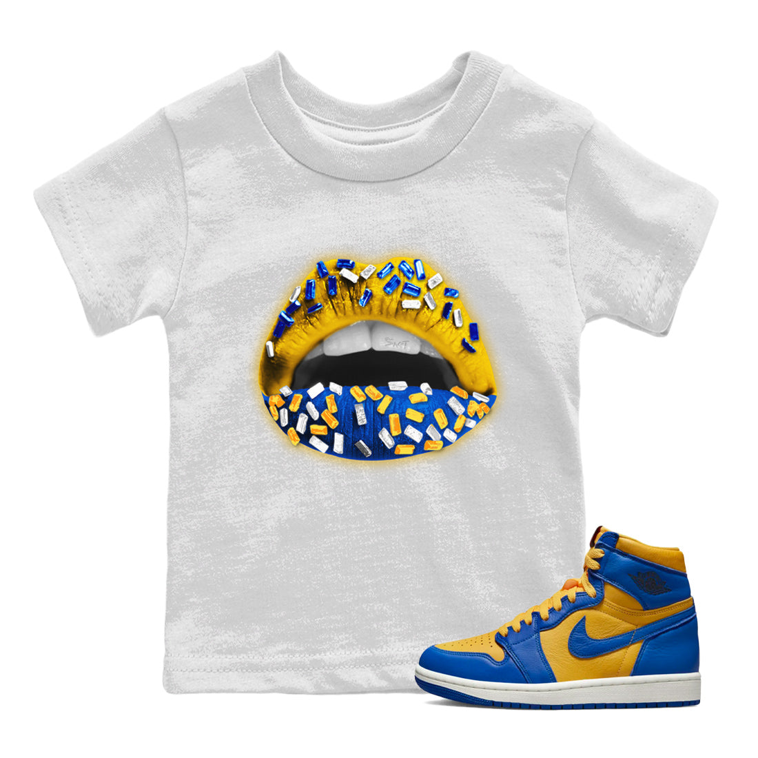 Lips Jewel Kids Tops - Air Jordan 1 Game Royal Varsity Maize