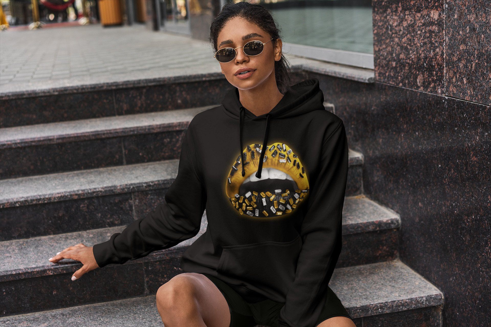 Lips Jewel Unisex Tops - Air Jordan 1 Pollen