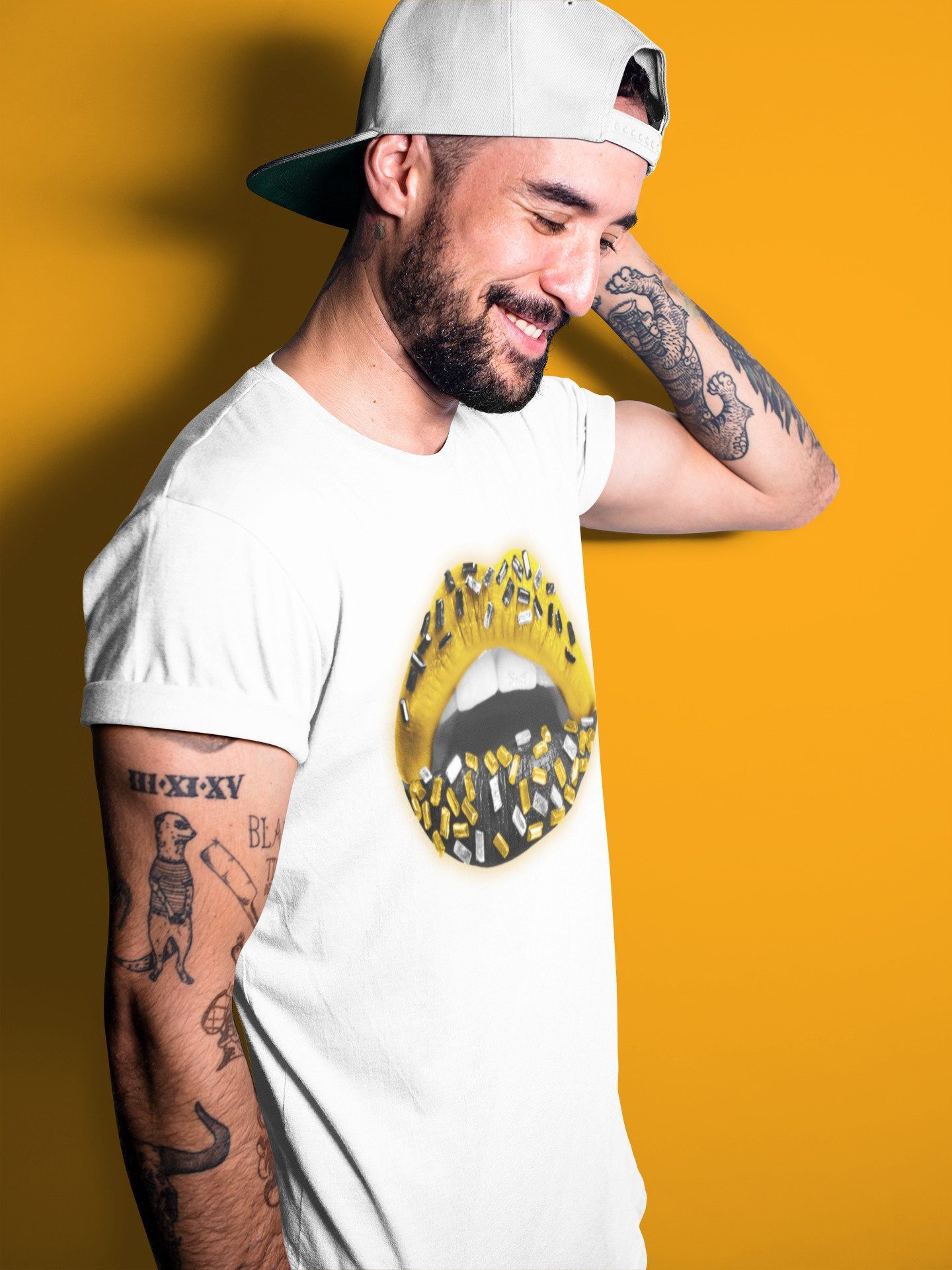 Lips Jewel Unisex Tops - Air Jordan 1 Pollen