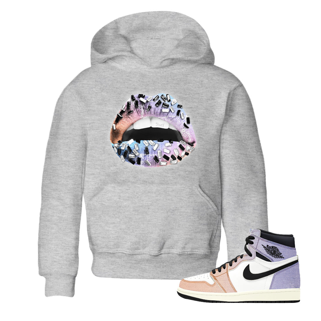 Lips Jewel Kids Tops - Air Jordan 1 Skyline