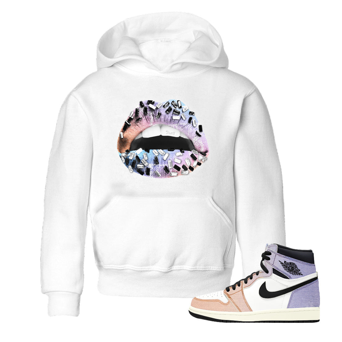 Lips Jewel Kids Tops - Air Jordan 1 Skyline