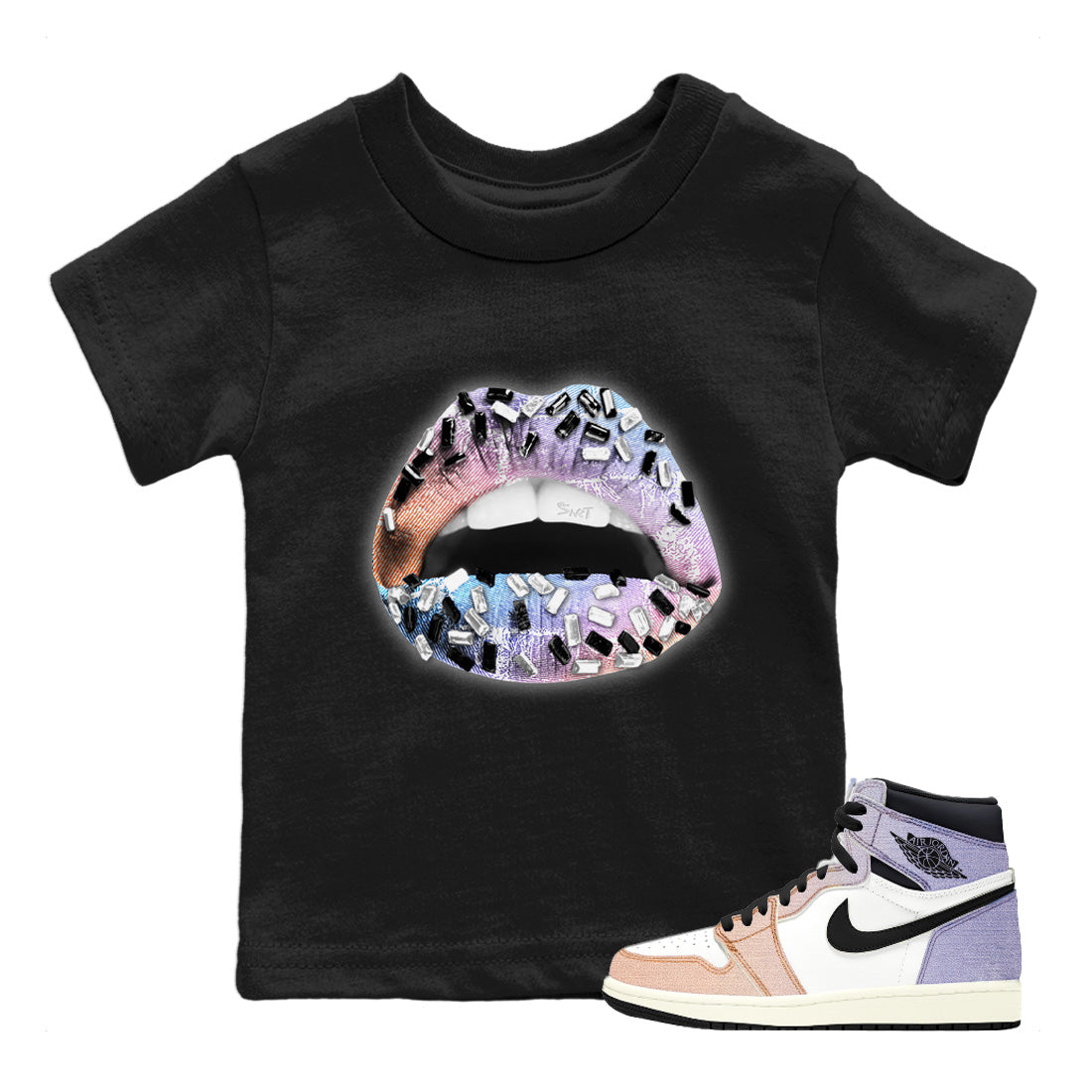Lips Jewel Kids Tops - Air Jordan 1 Skyline