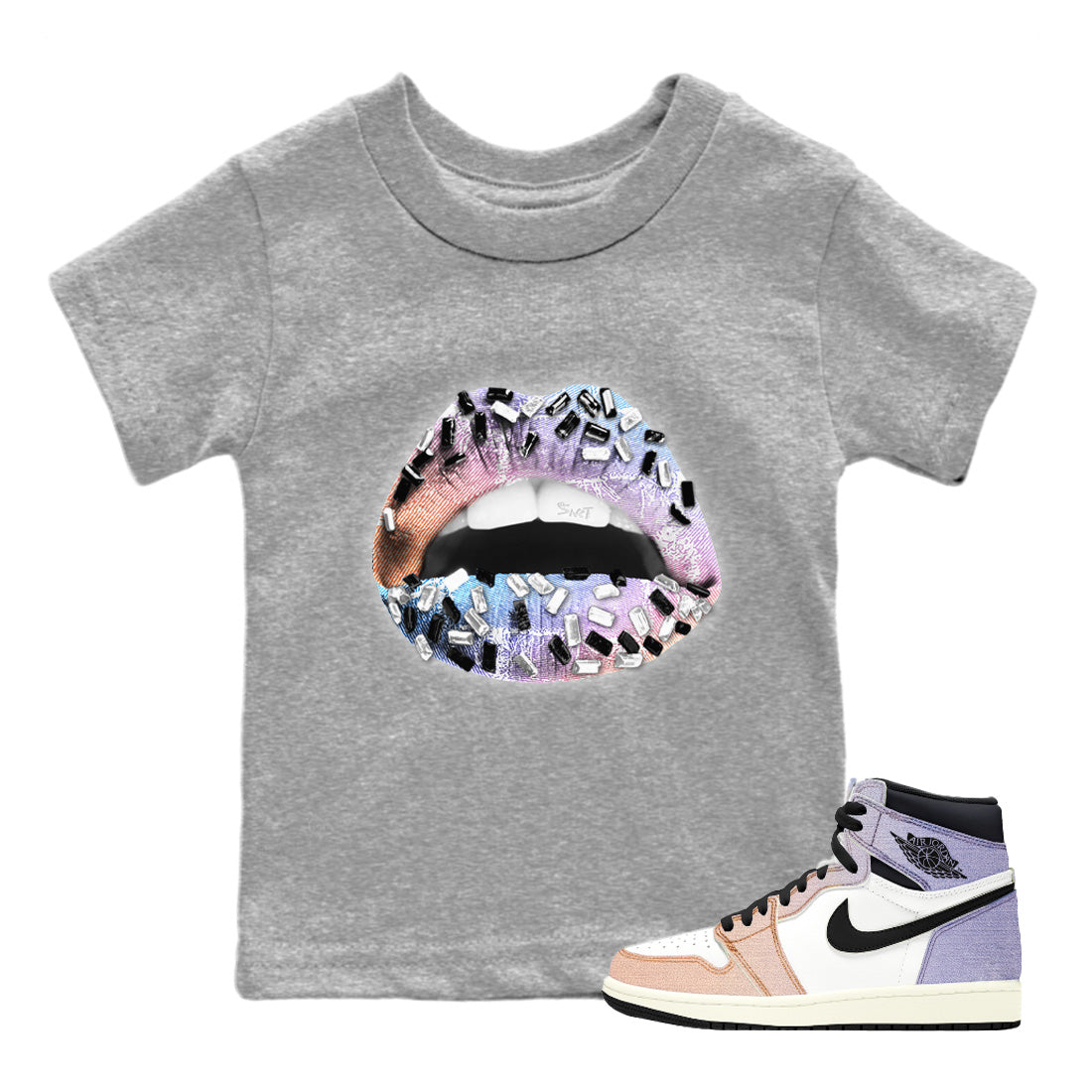 Lips Jewel Kids Tops - Air Jordan 1 Skyline