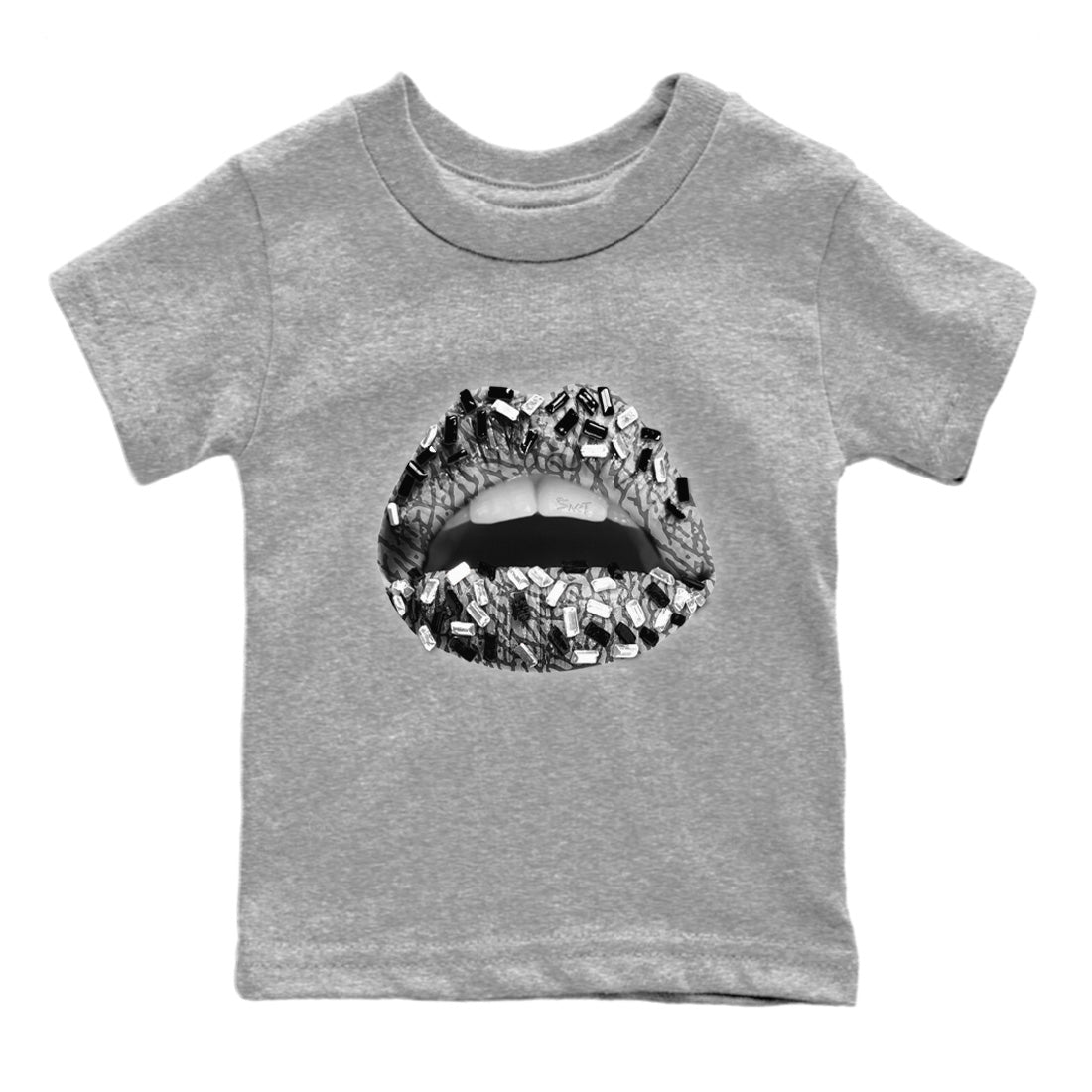 Lips Jewel Kids Tops - Air Jordan 1 White Cement